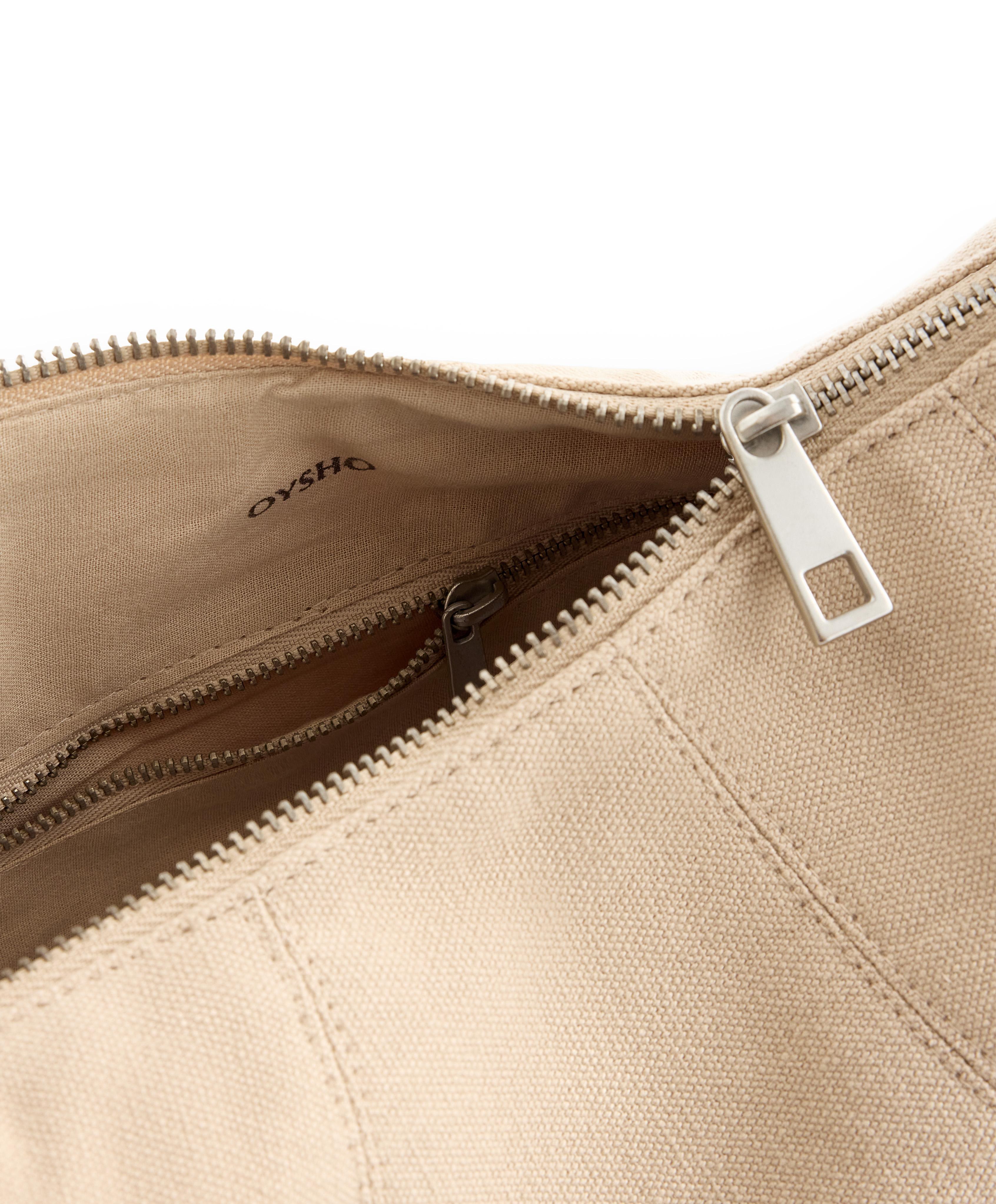100% cotton crossbody bag — PALE BEIGE