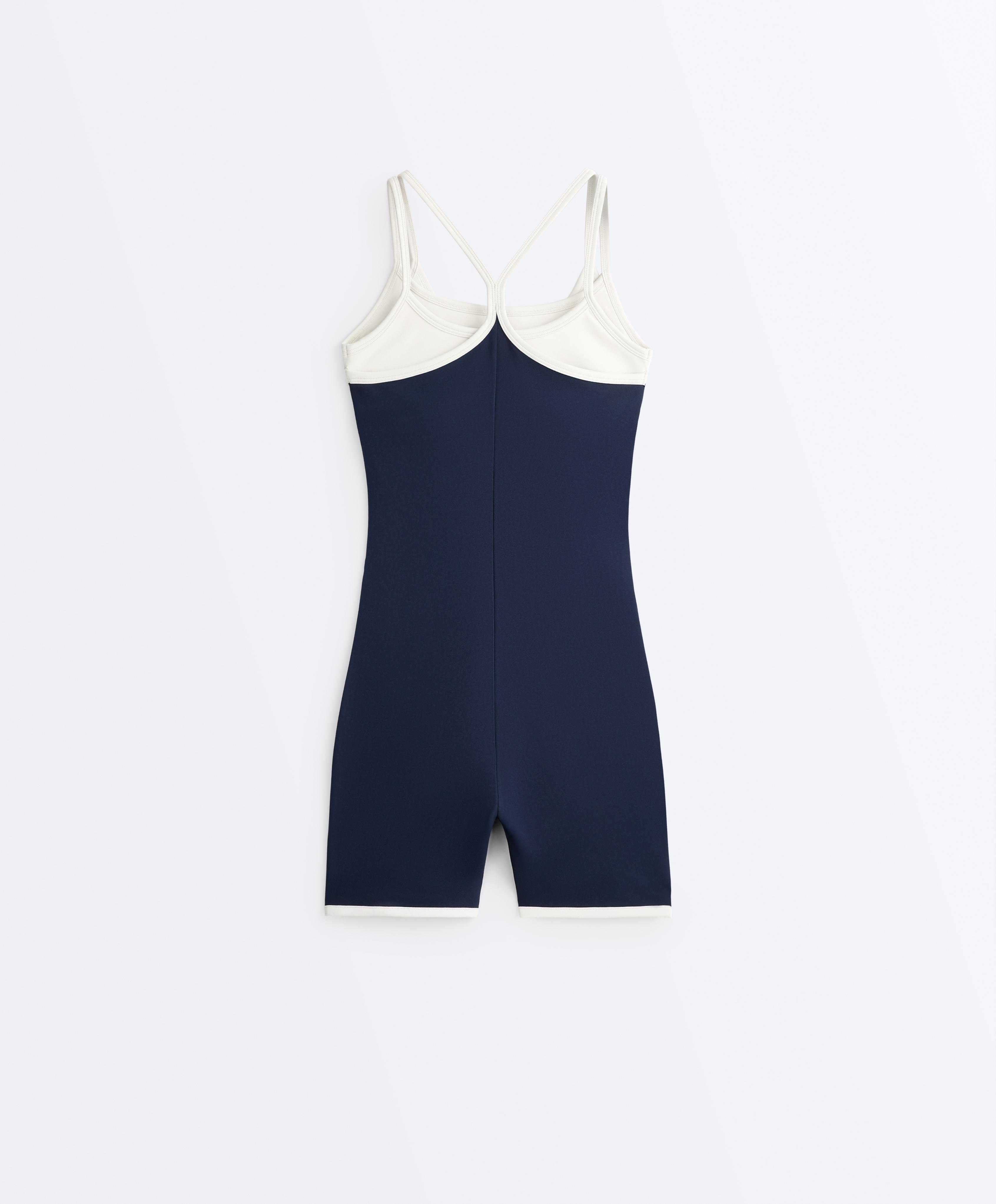 Comfortlux overlay short jumpsuit — NAVY BLUE