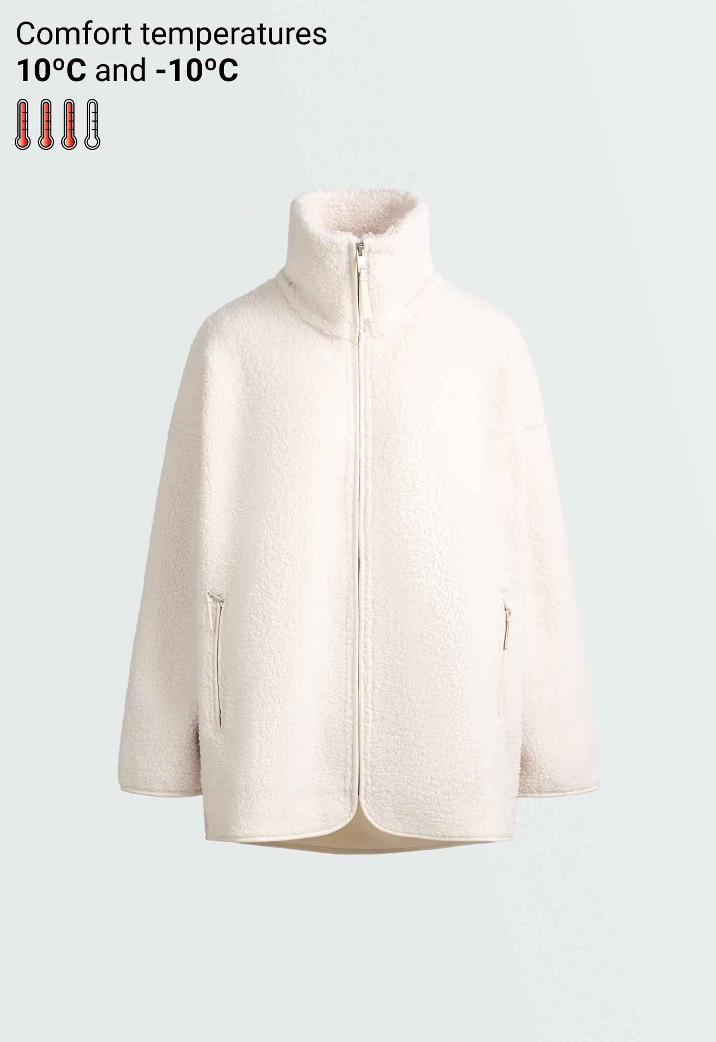High-neck faux-shearling jacket