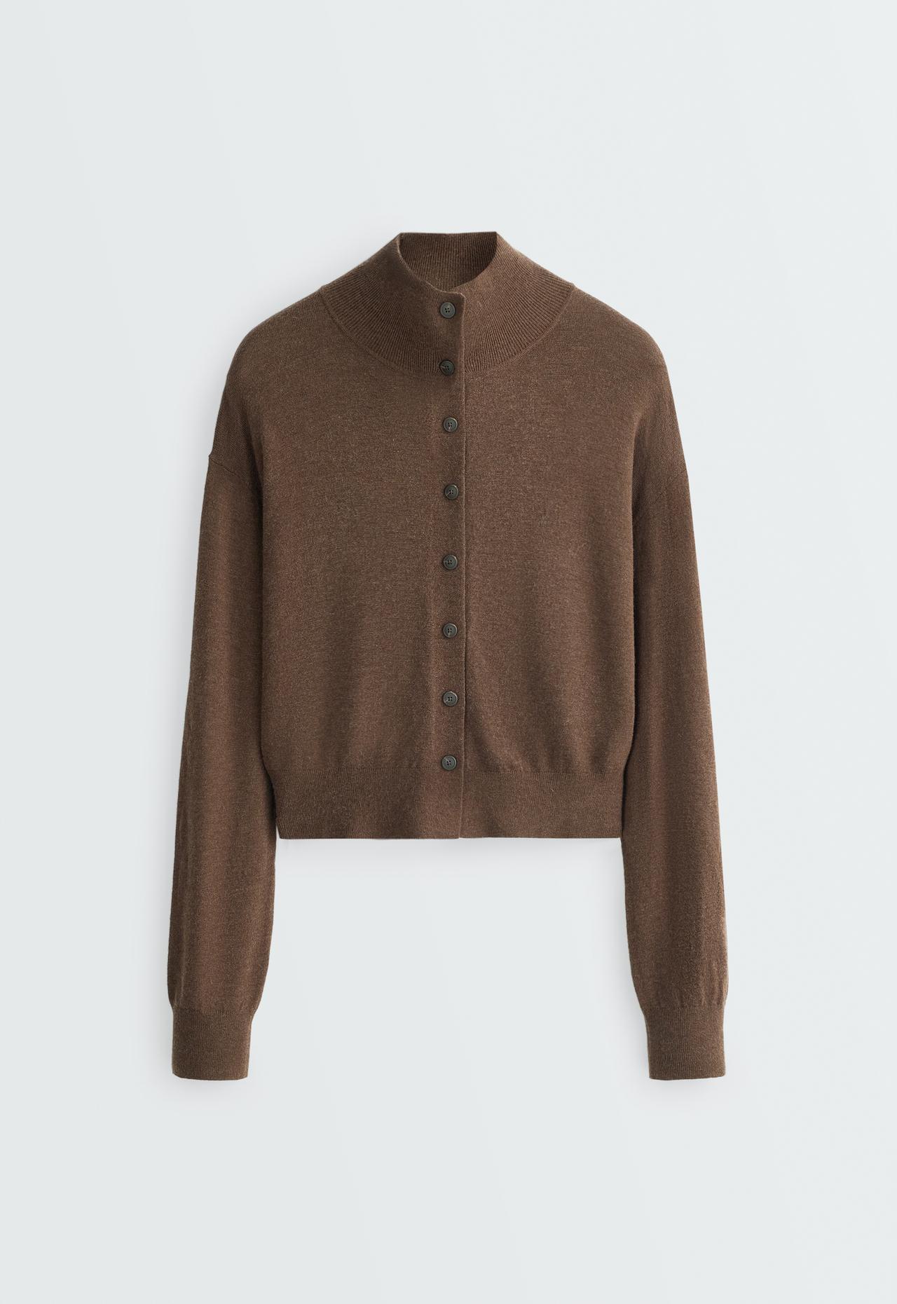 Buttoned knit jacket — TAUPE