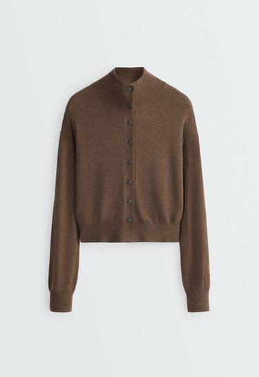 Buttoned knit jacket — TAUPE                    5