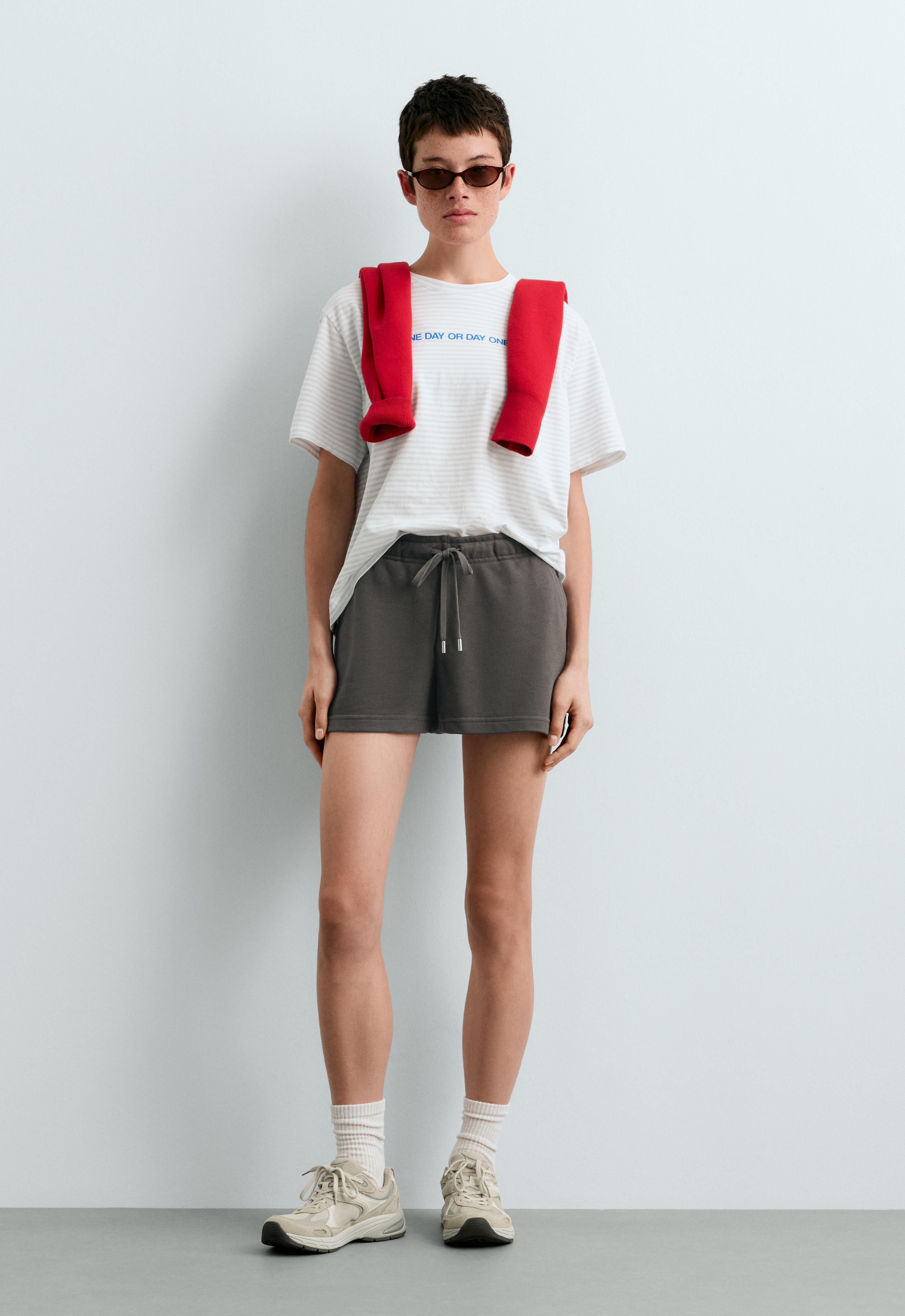 Cotton blend fleece shorts — ANTHRACITE