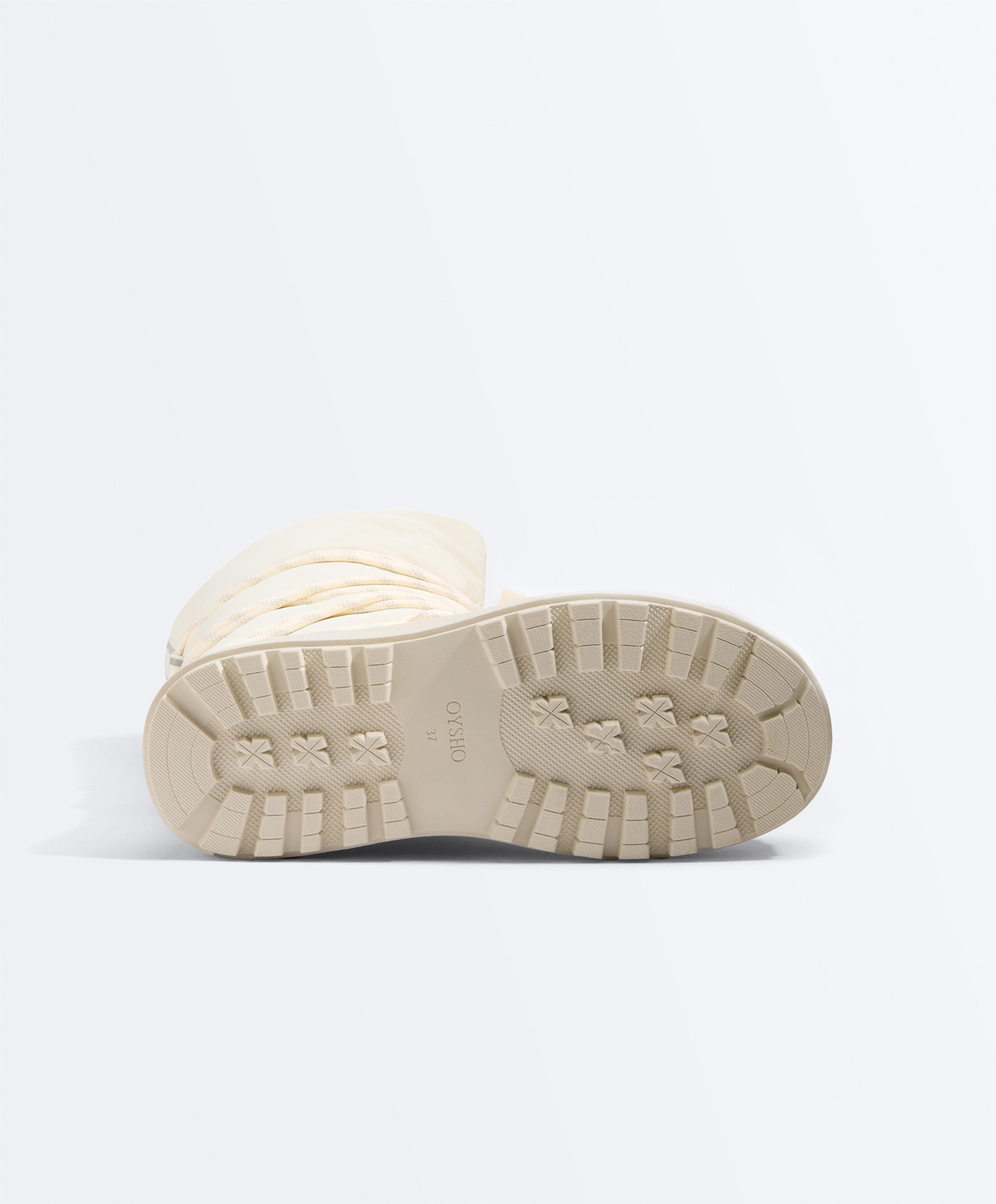 Laced nylon après-ski boots — ECRU