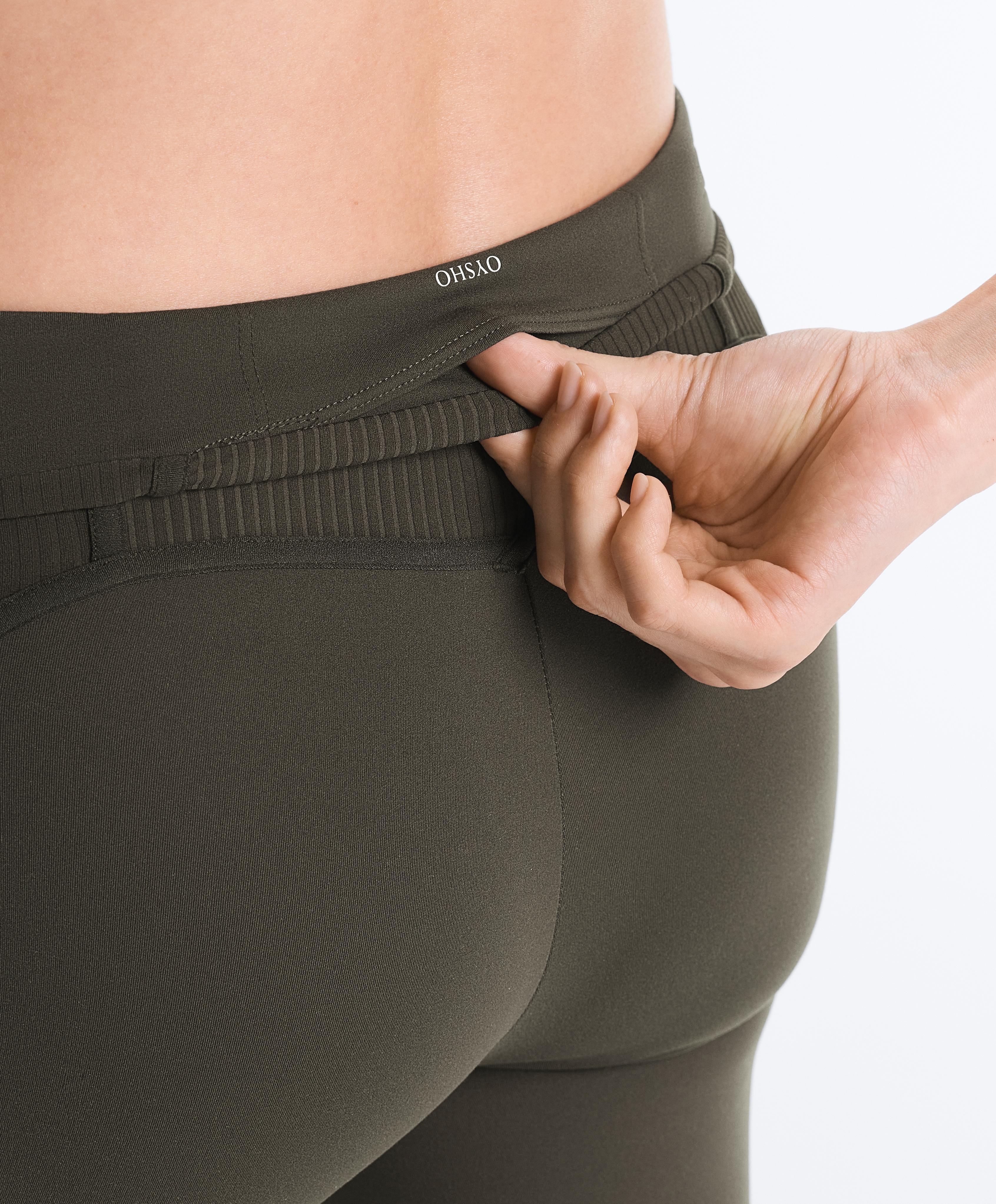 Comfortlux high rise rib ankle-length leggings — GREEN