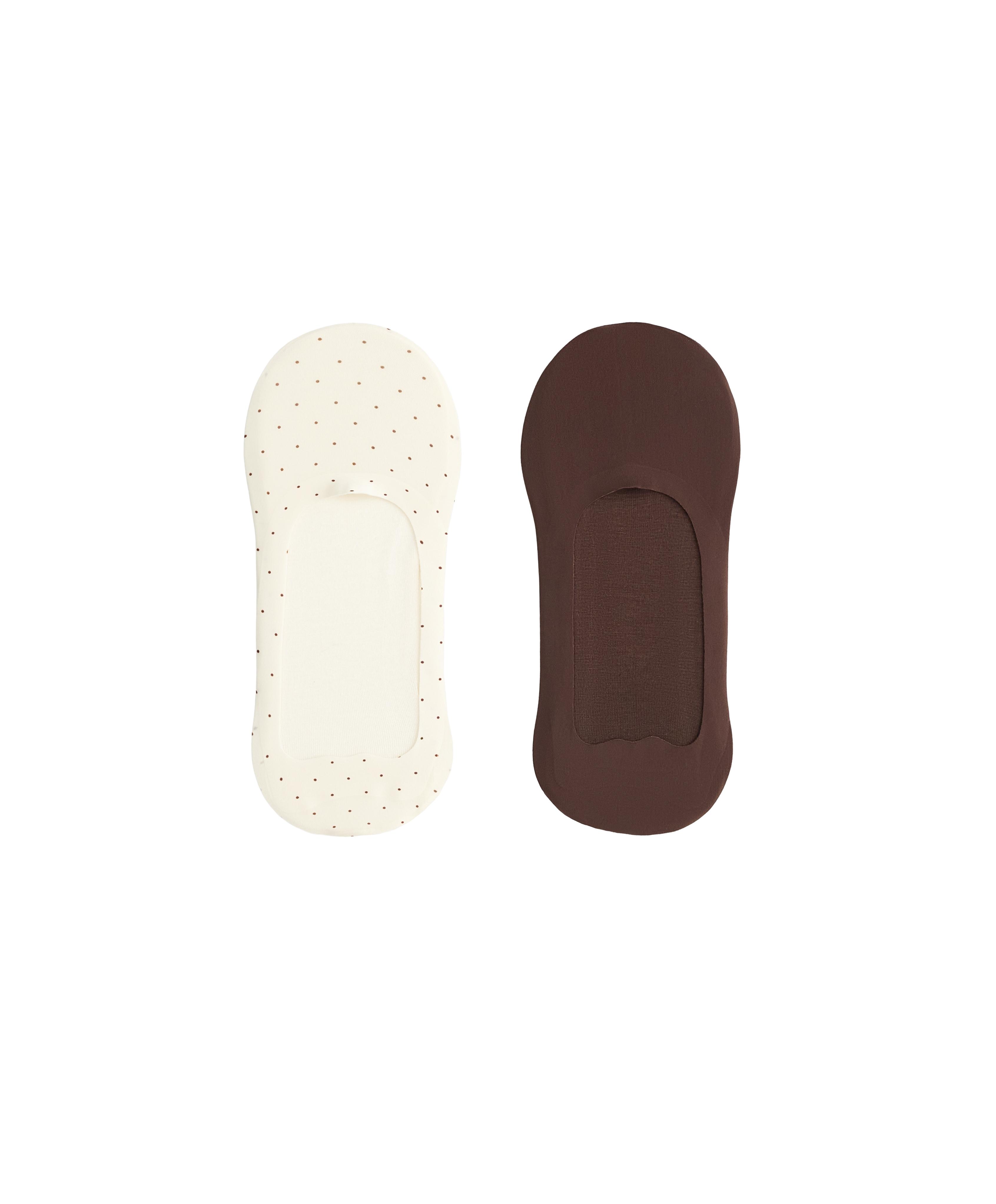 2-pack medium-cut invisible microfibre socks — BROWN