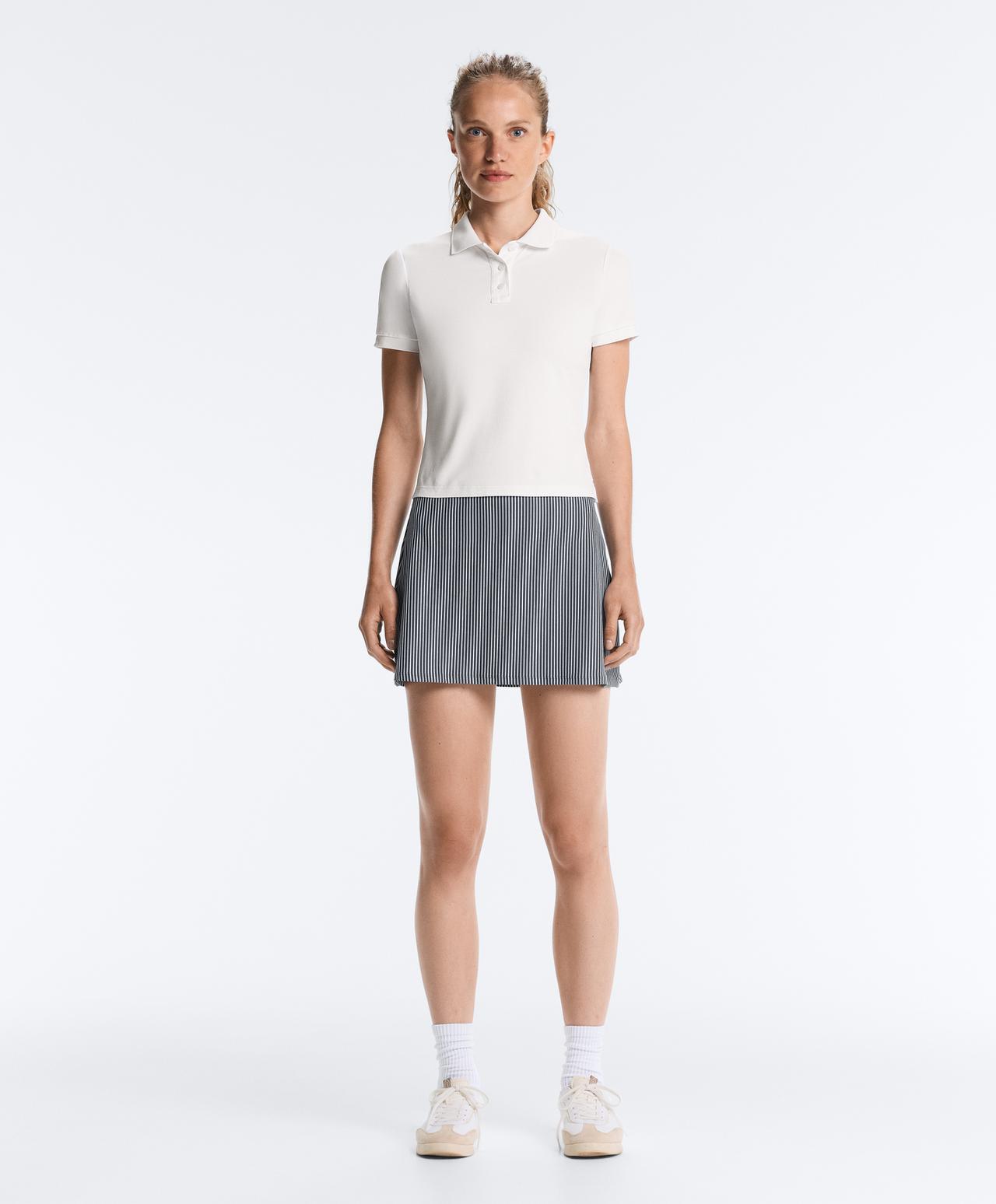 Evermove high rise striped short skirt — STEEL GREY