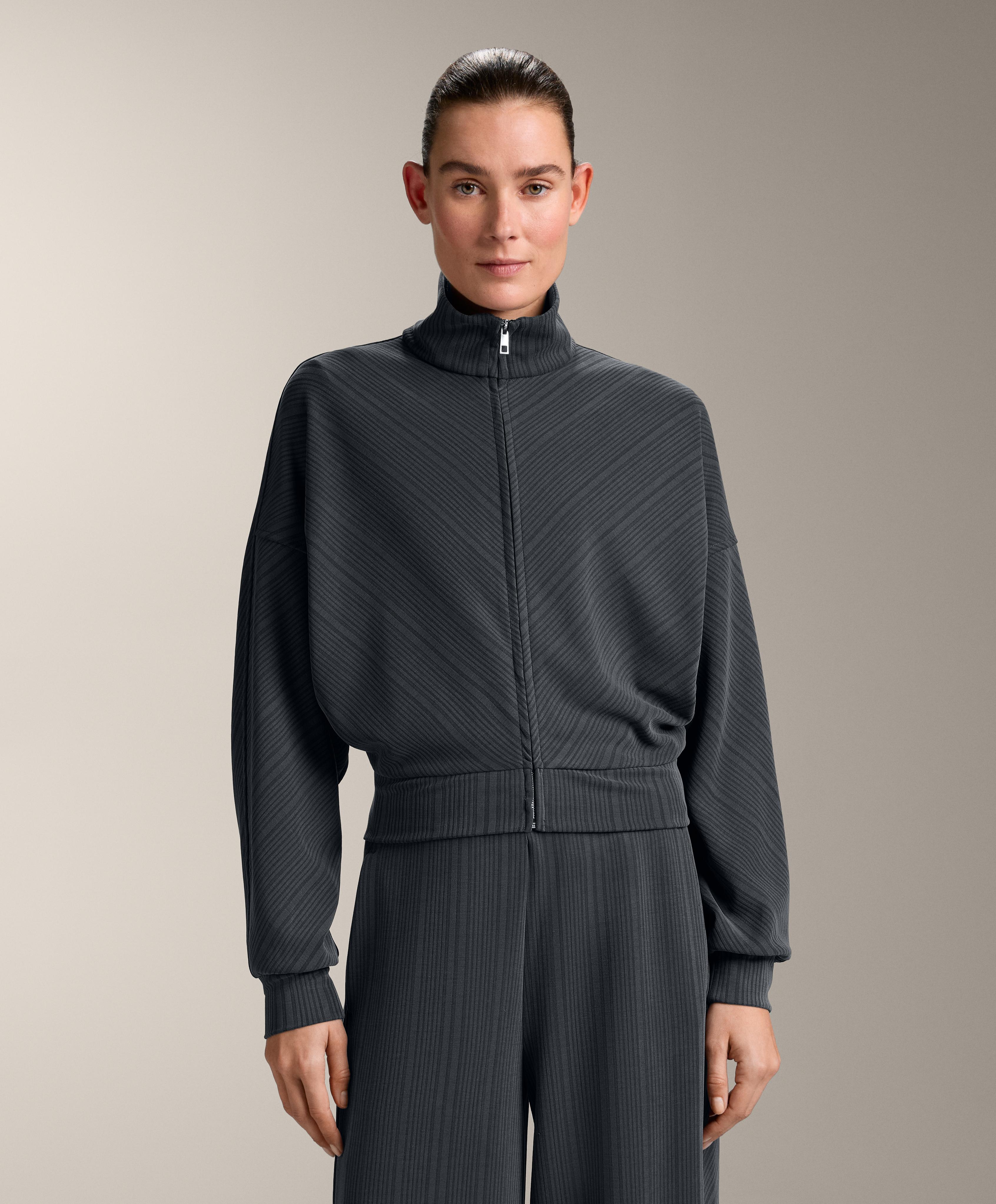 Asymmetric stripe jacket with modal