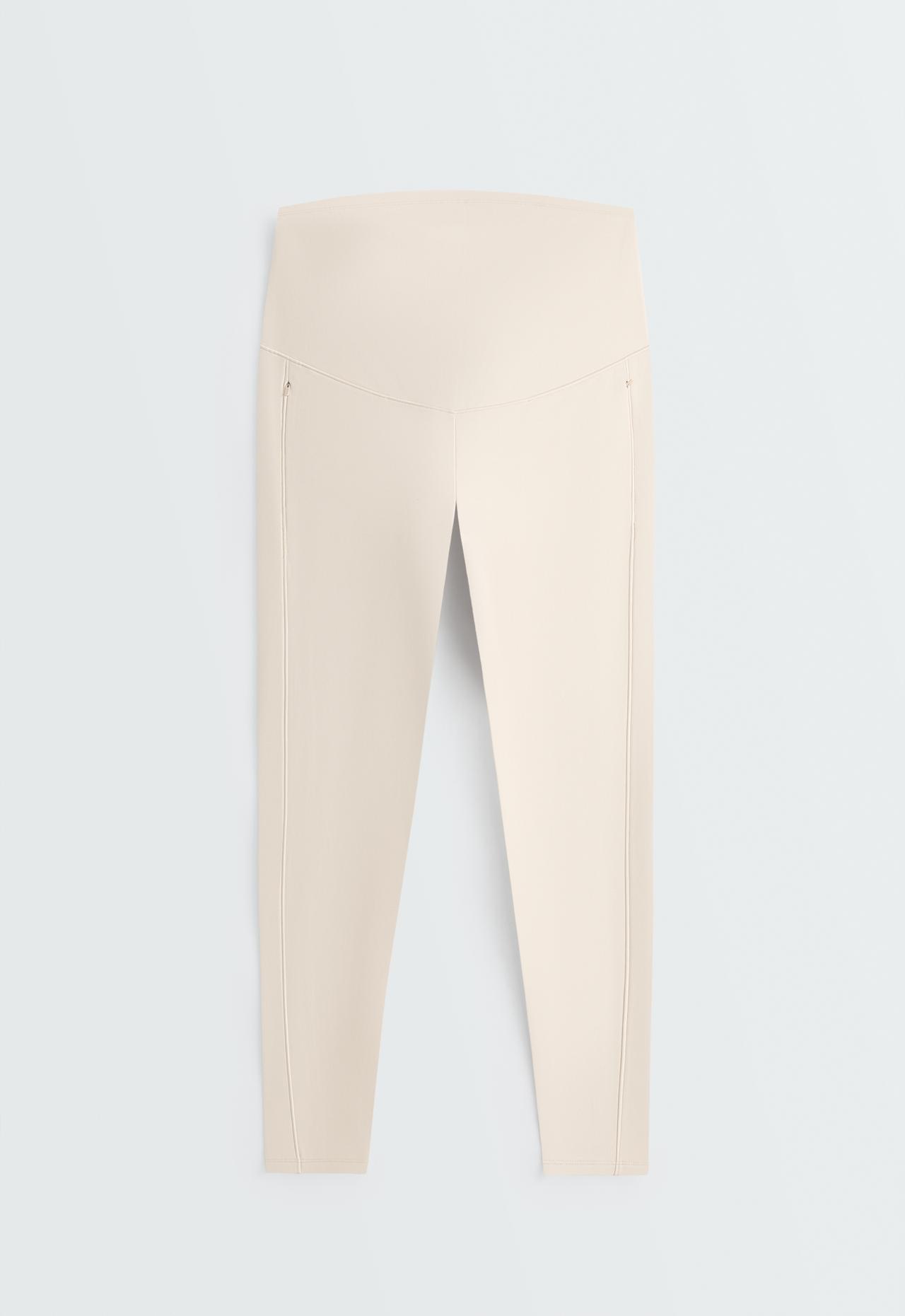 65cm Warm maternity leggings with zips — ECRU