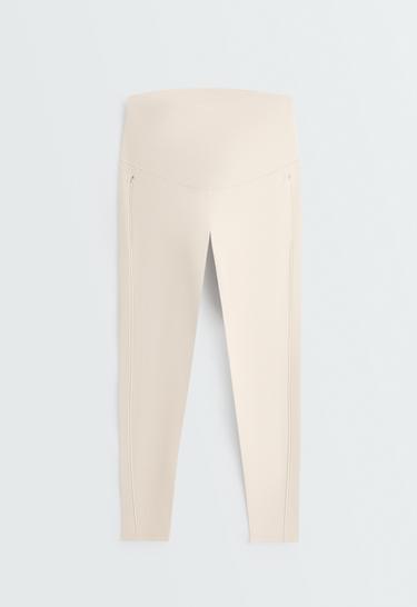 65cm Warm maternity leggings with zips — ECRU 6