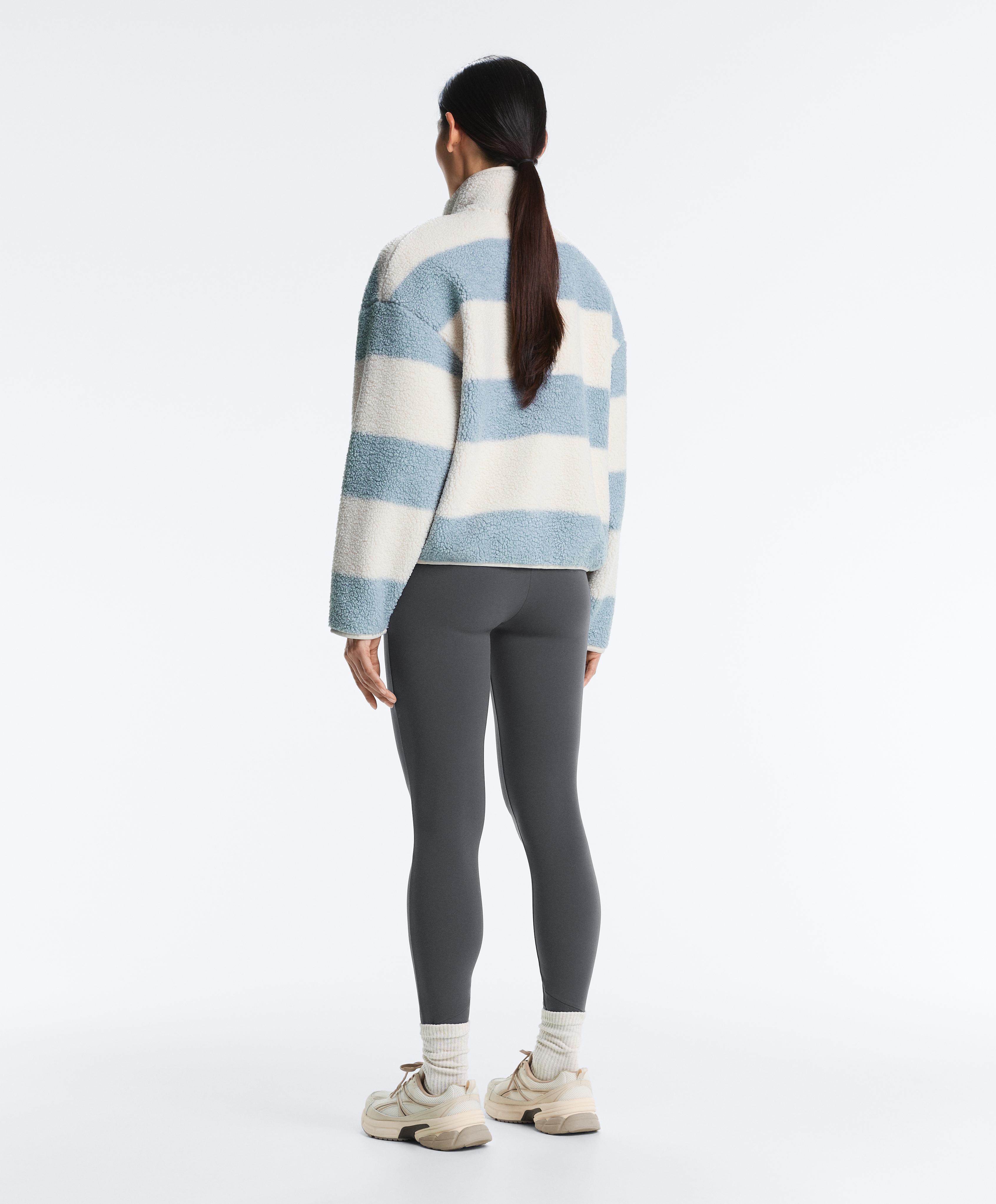 Striped faux-shearling bomber jacket — DUSTY-BLUE