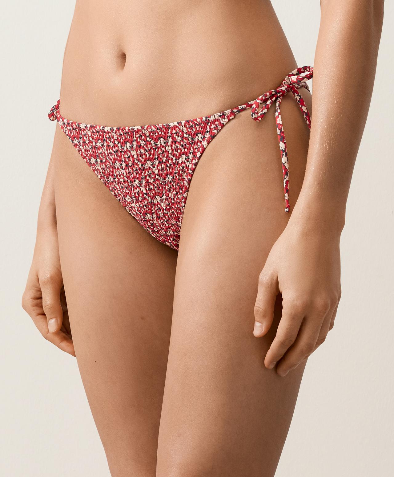 Smock tie medium-coverage bikini briefs — BRIGHT RED