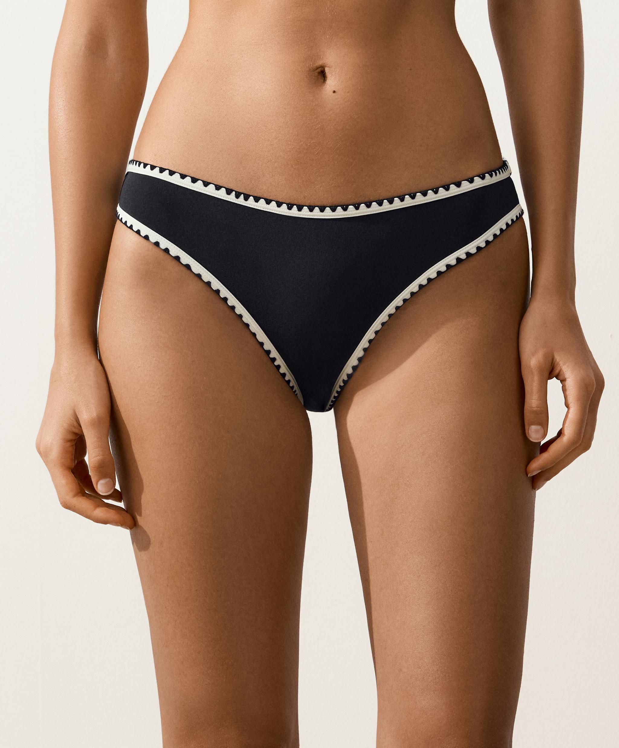 Contrast stitch classic bikini briefs — BLACK (alternate view)