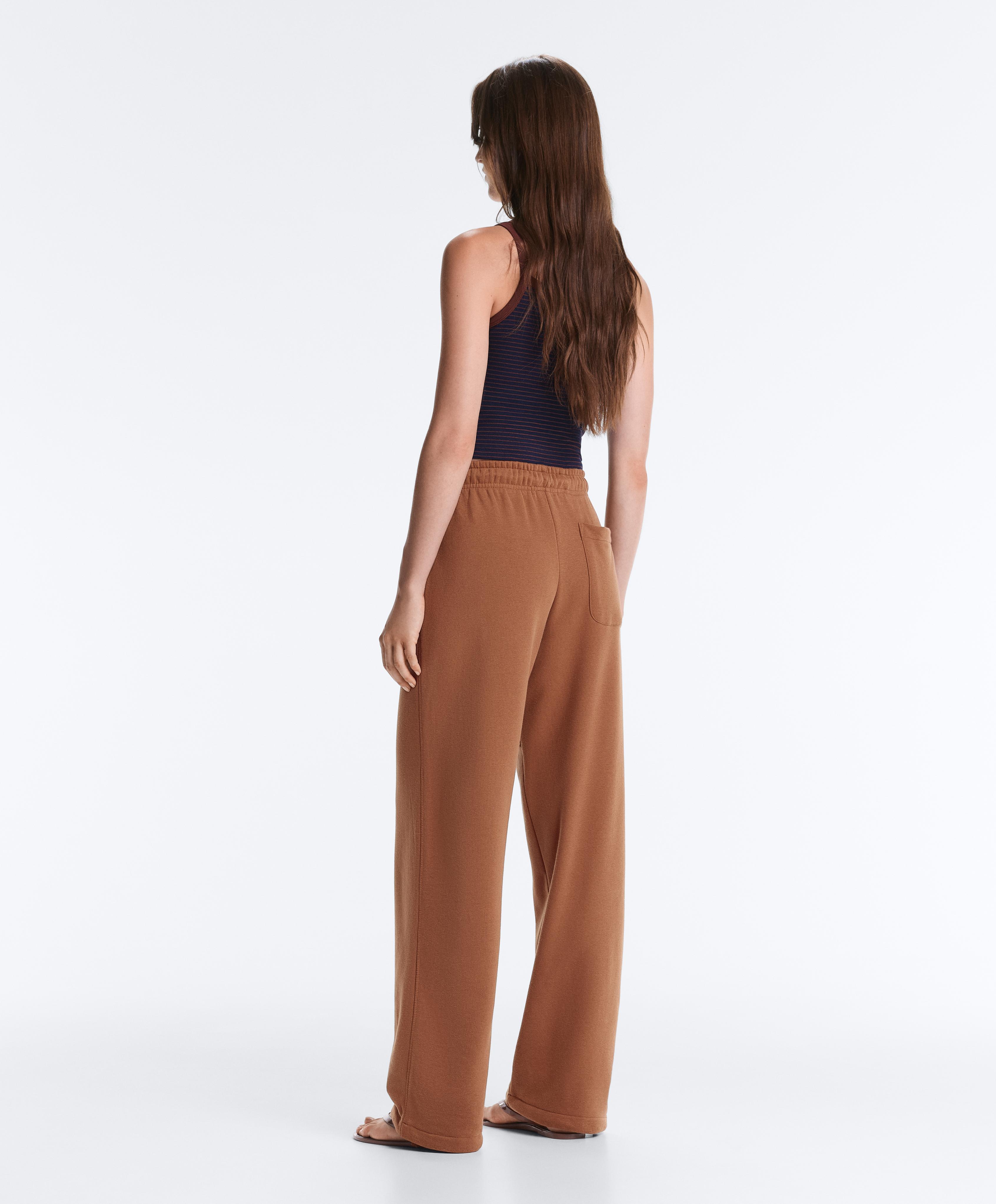 Striped cotton-blend rib vest top — TERRACOTTA