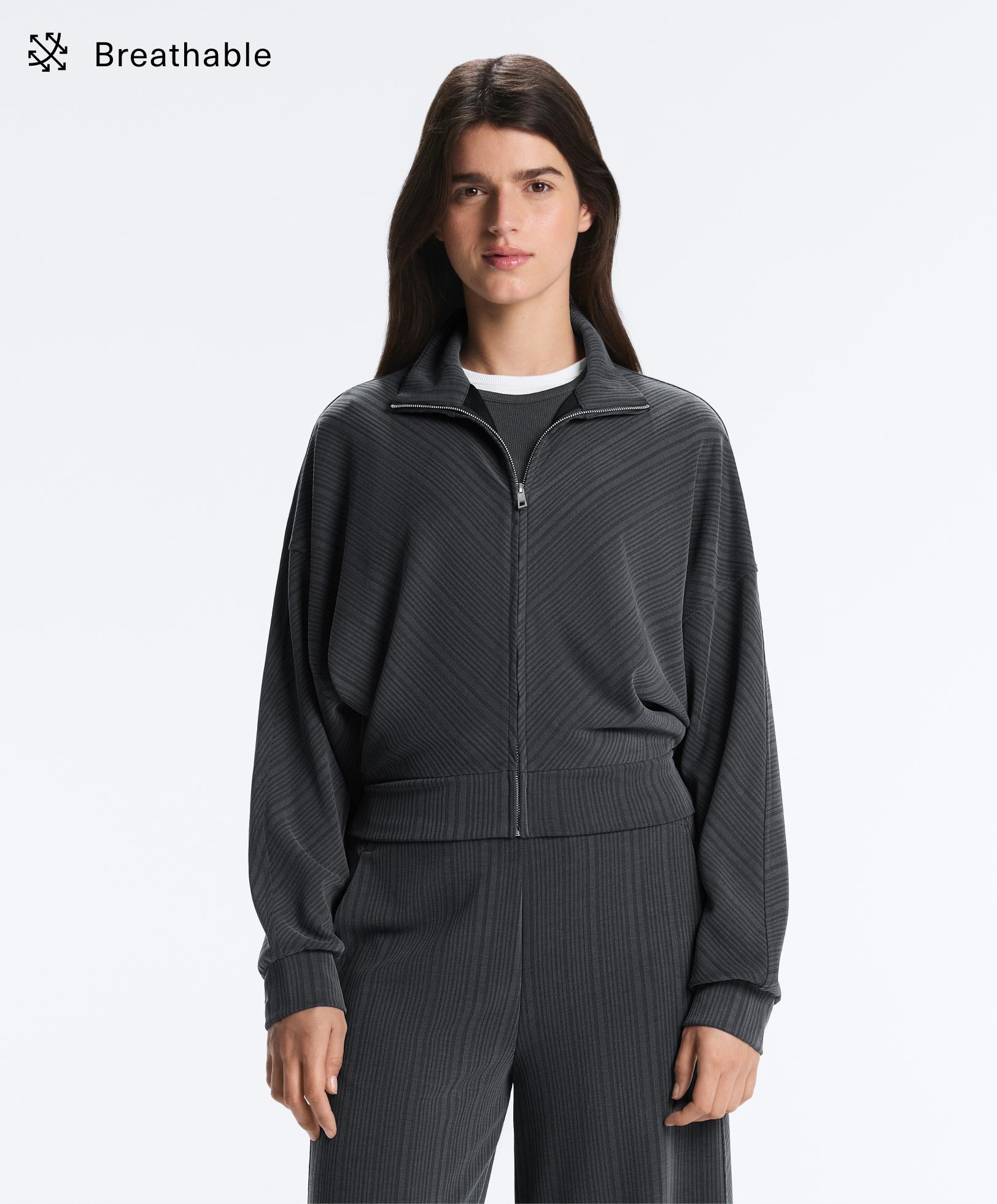 Jacke mit asymmetrischem Streifen aus Modal