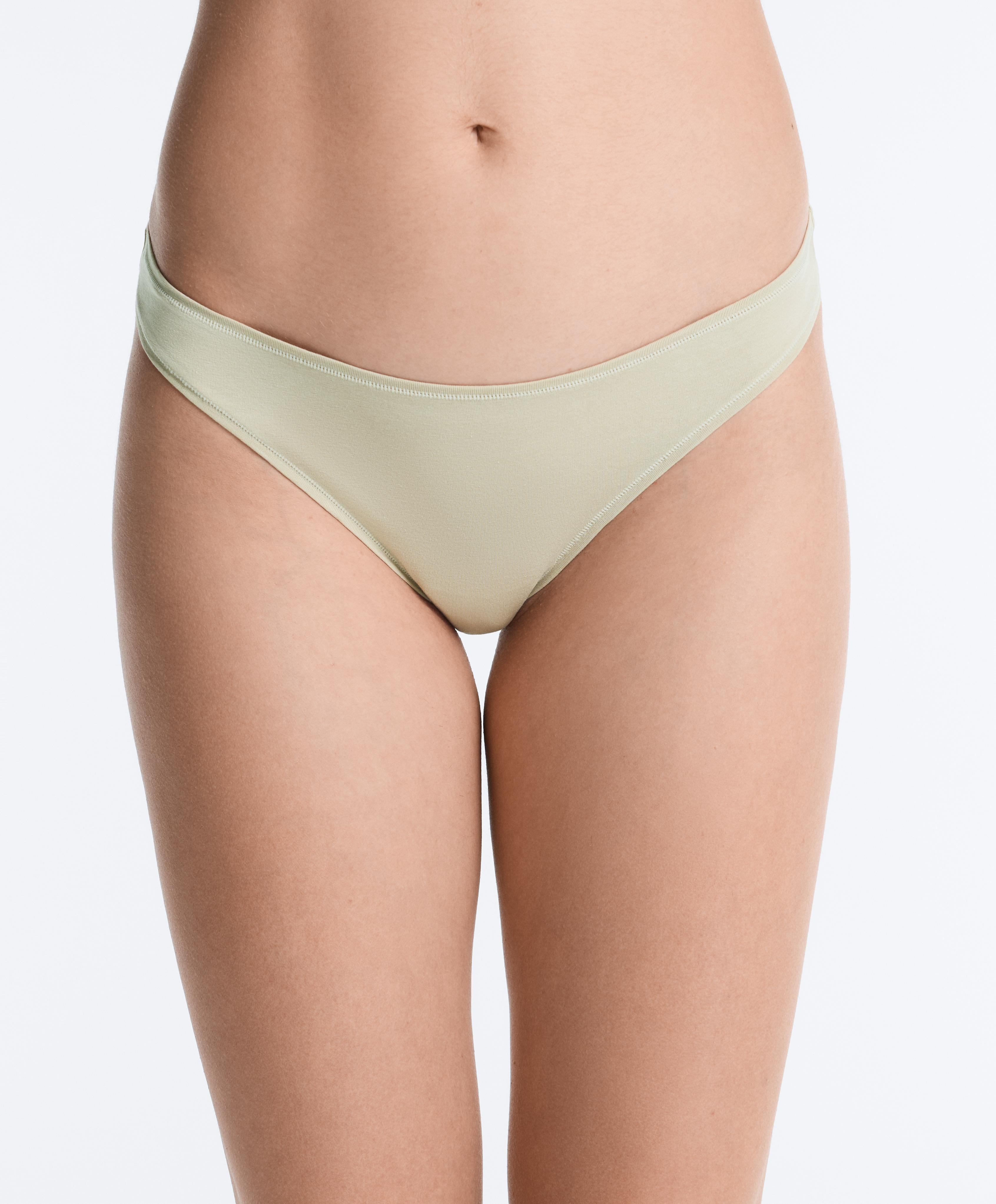 5 cotton blend Brazilian briefs — KHAKI