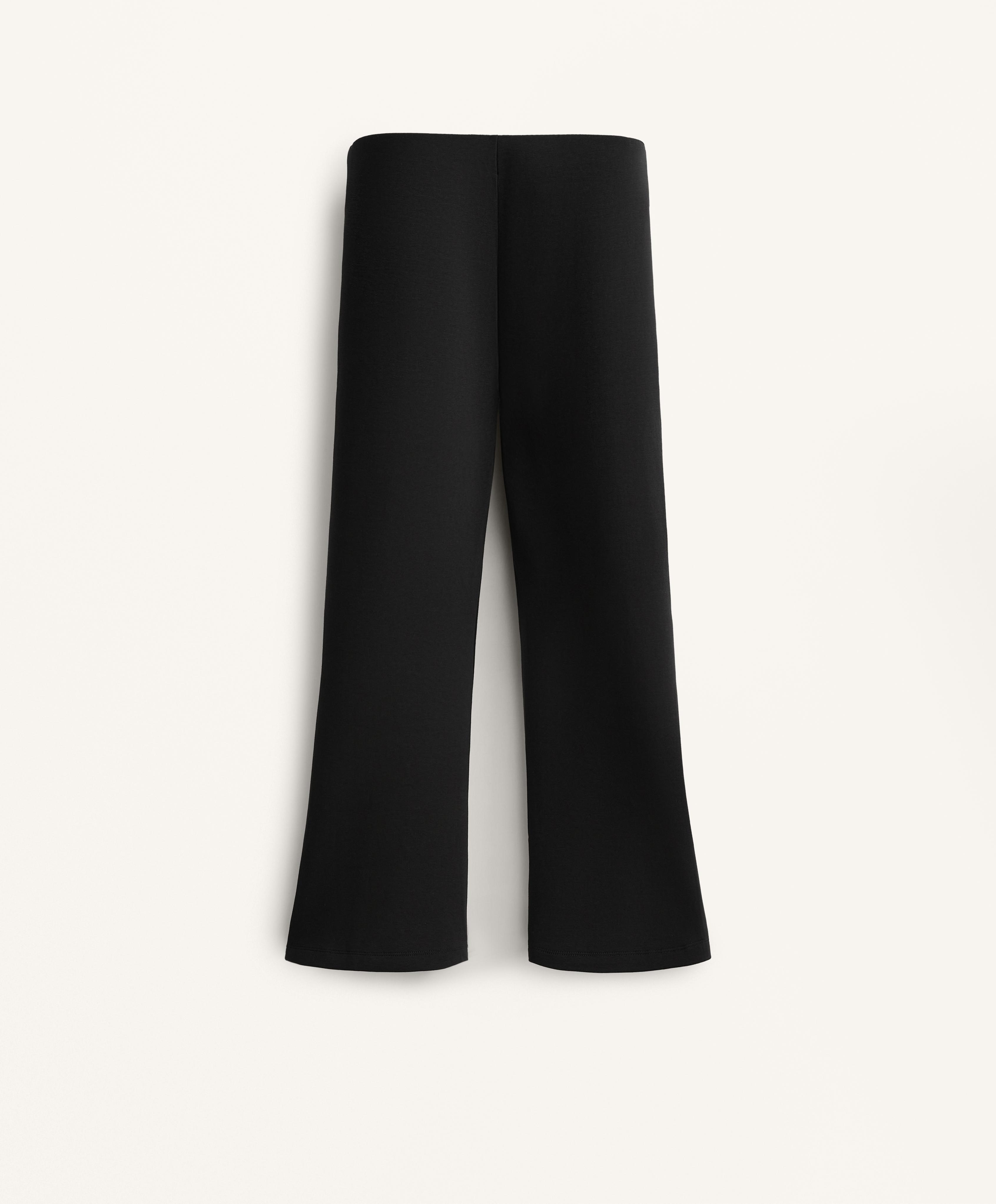 Cotton blend seam detail flare capri trousers