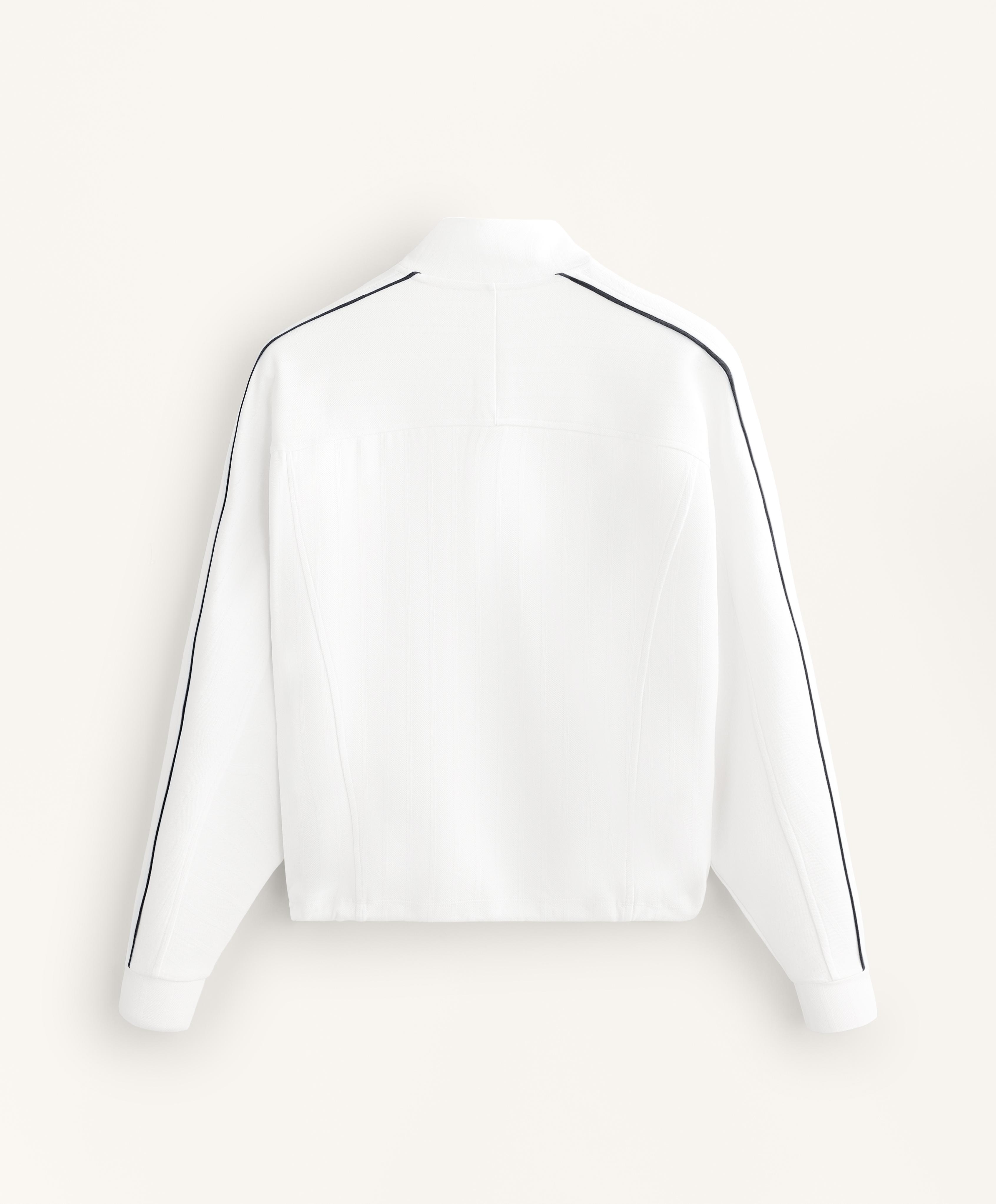 Piqué jacket with side piping and cotton — WHITE