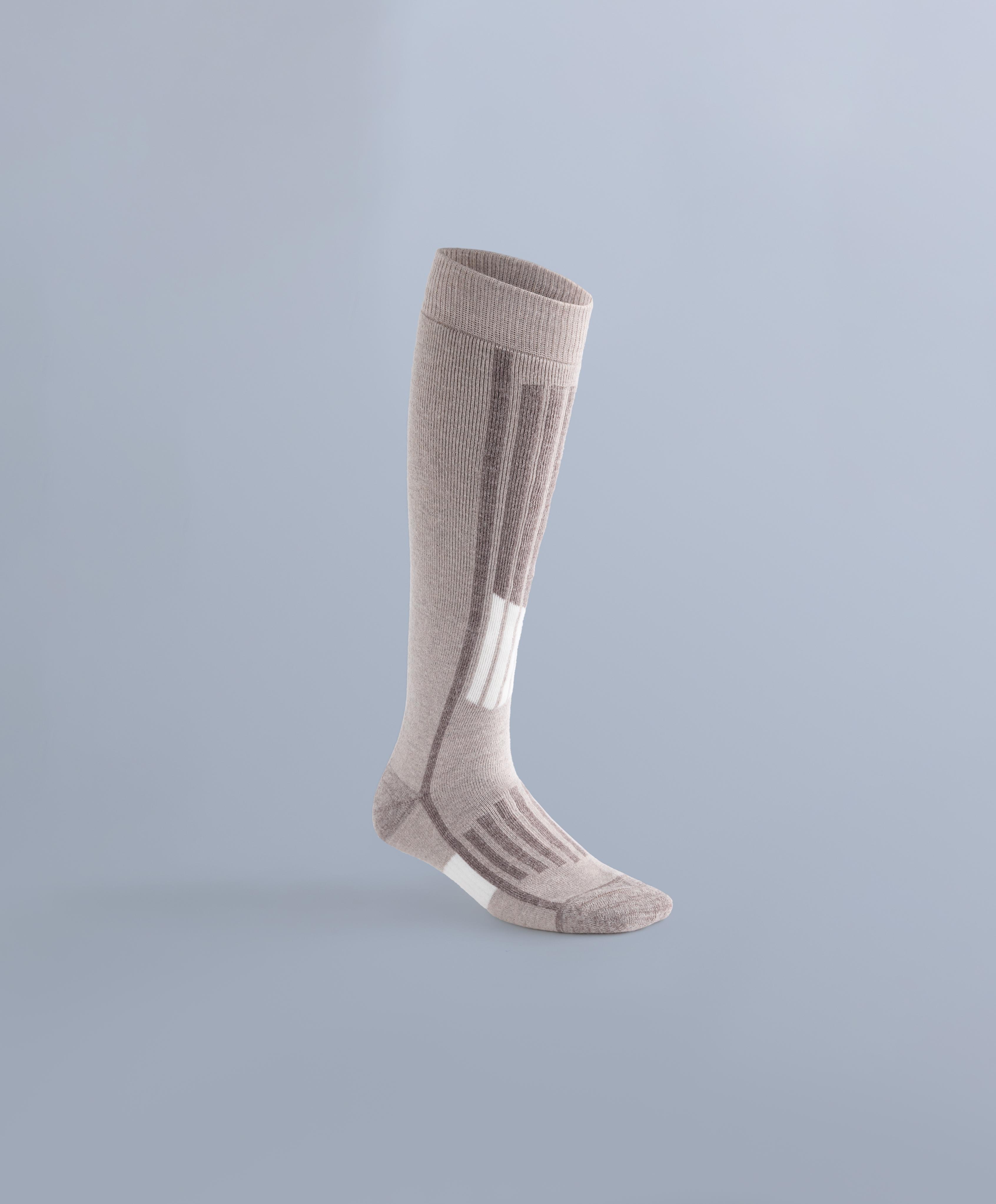 Primaloft® yarn WOOLMARK® wool blend long ski socks — DARK TAUPE