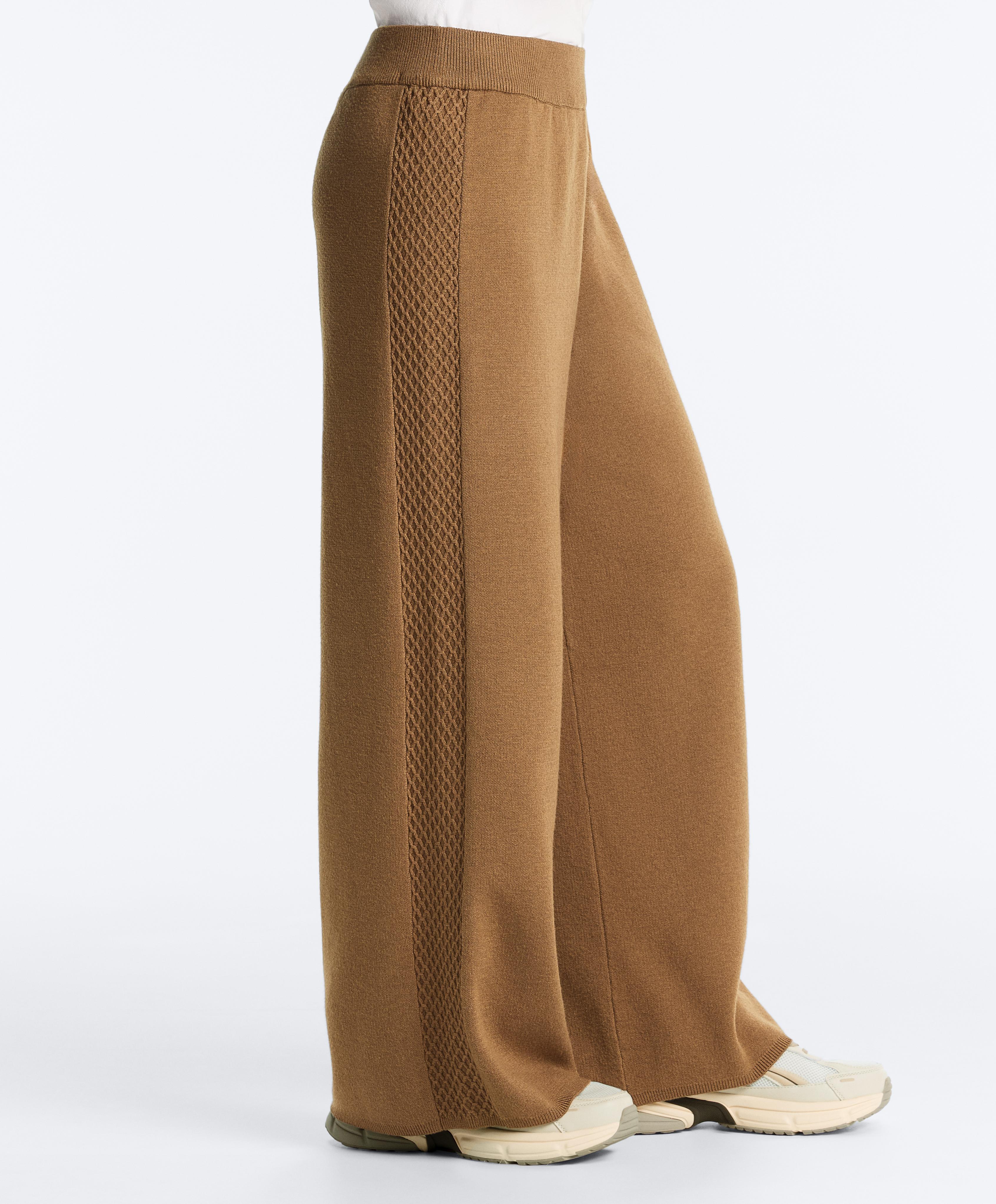 Straight-leg trousers with side knit structure — COPPER