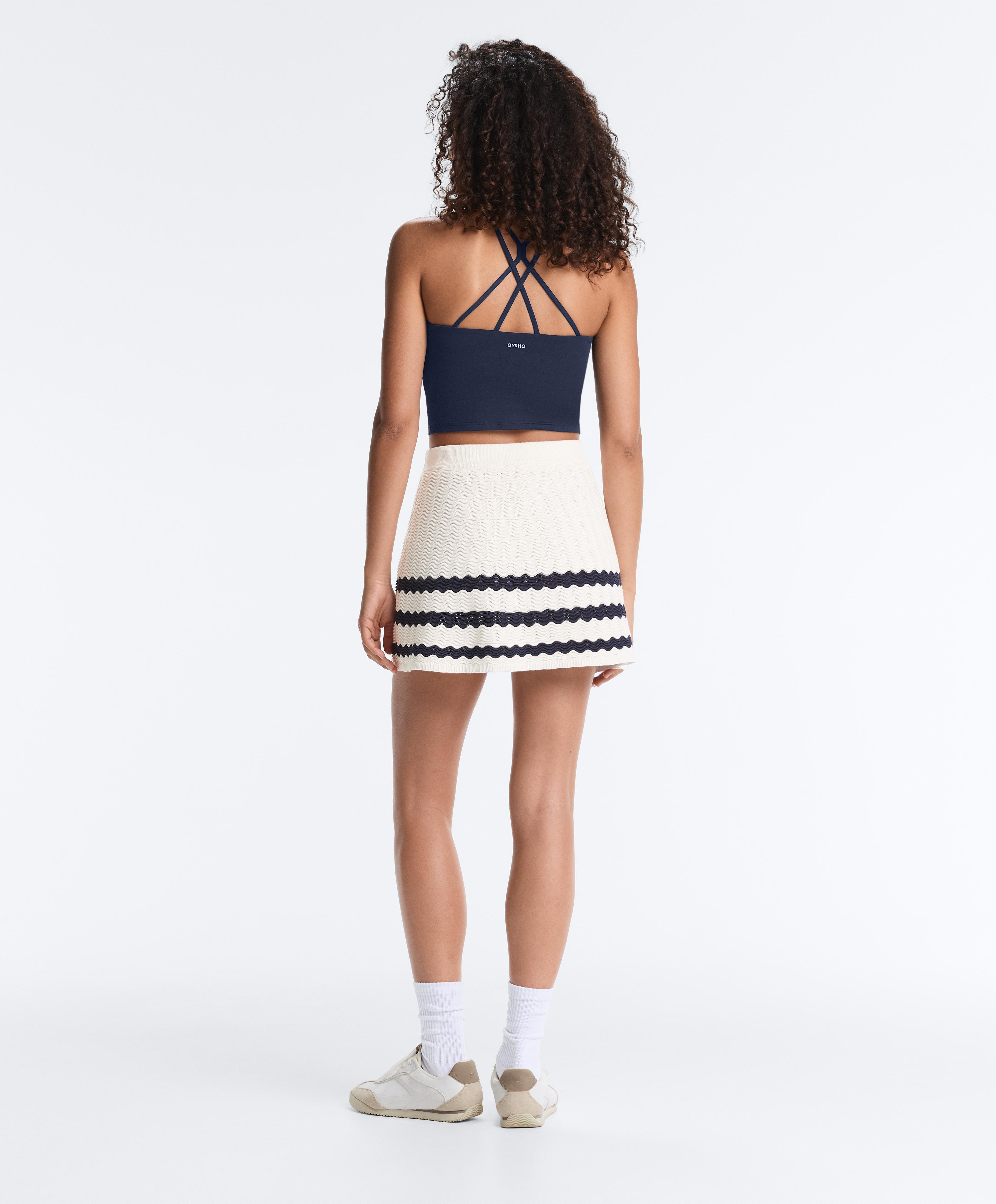 Wave knit short skirt — PALE ECRU