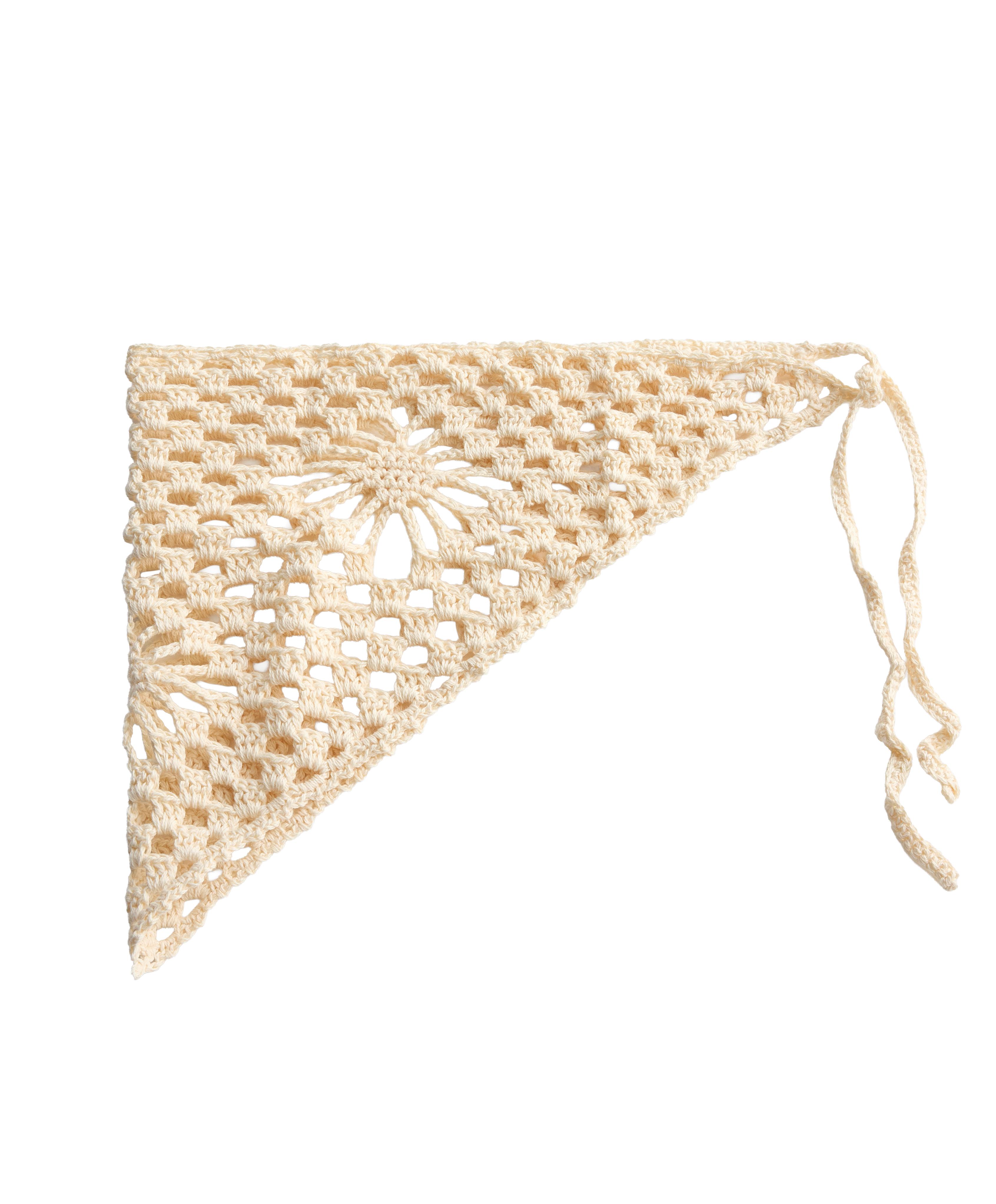 100% cotton triangle crochet headband — ECRU