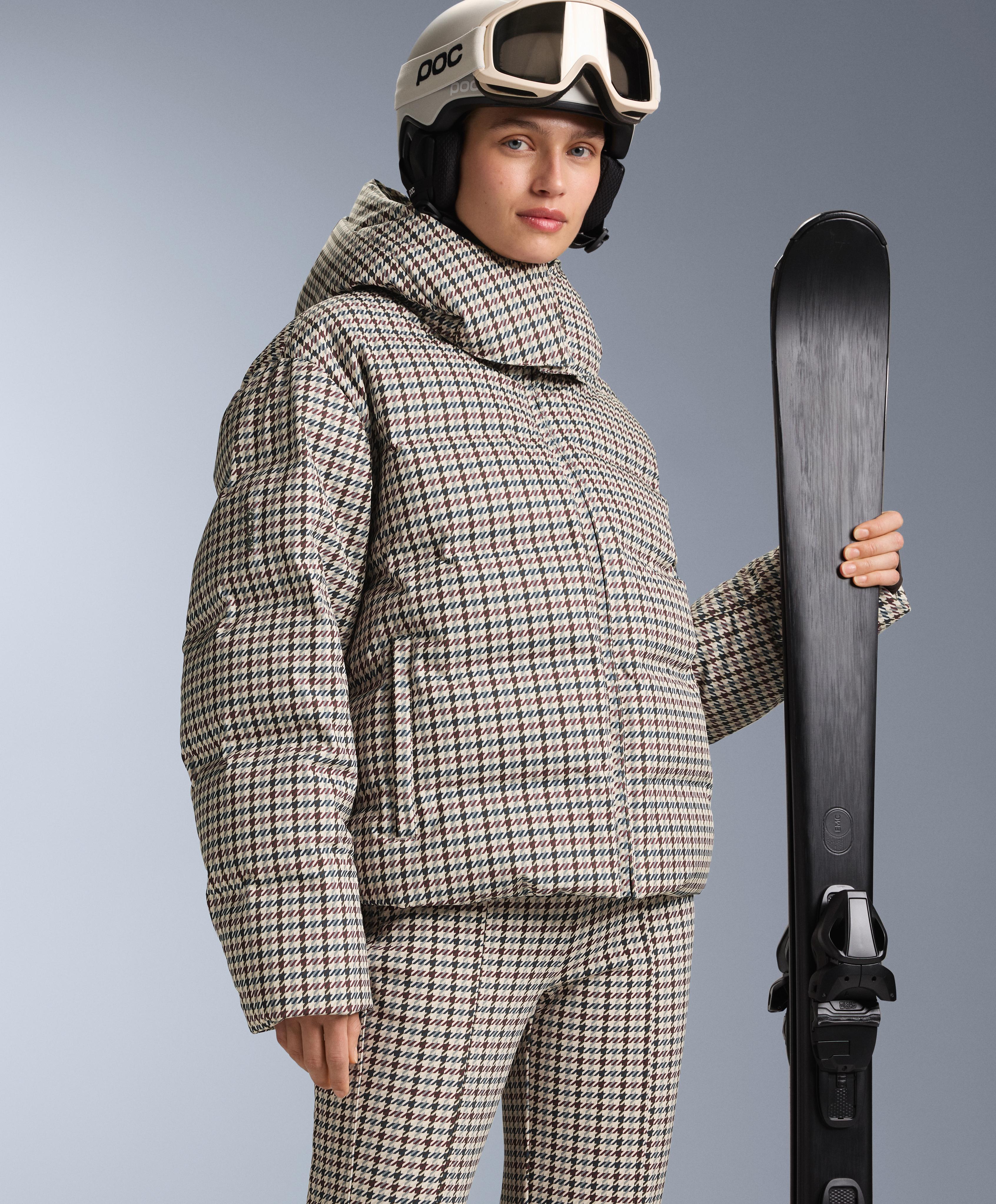 Printed padded jacket 80% down and 20% feather MINARDI PIUME SKI 10k — PALE MINK