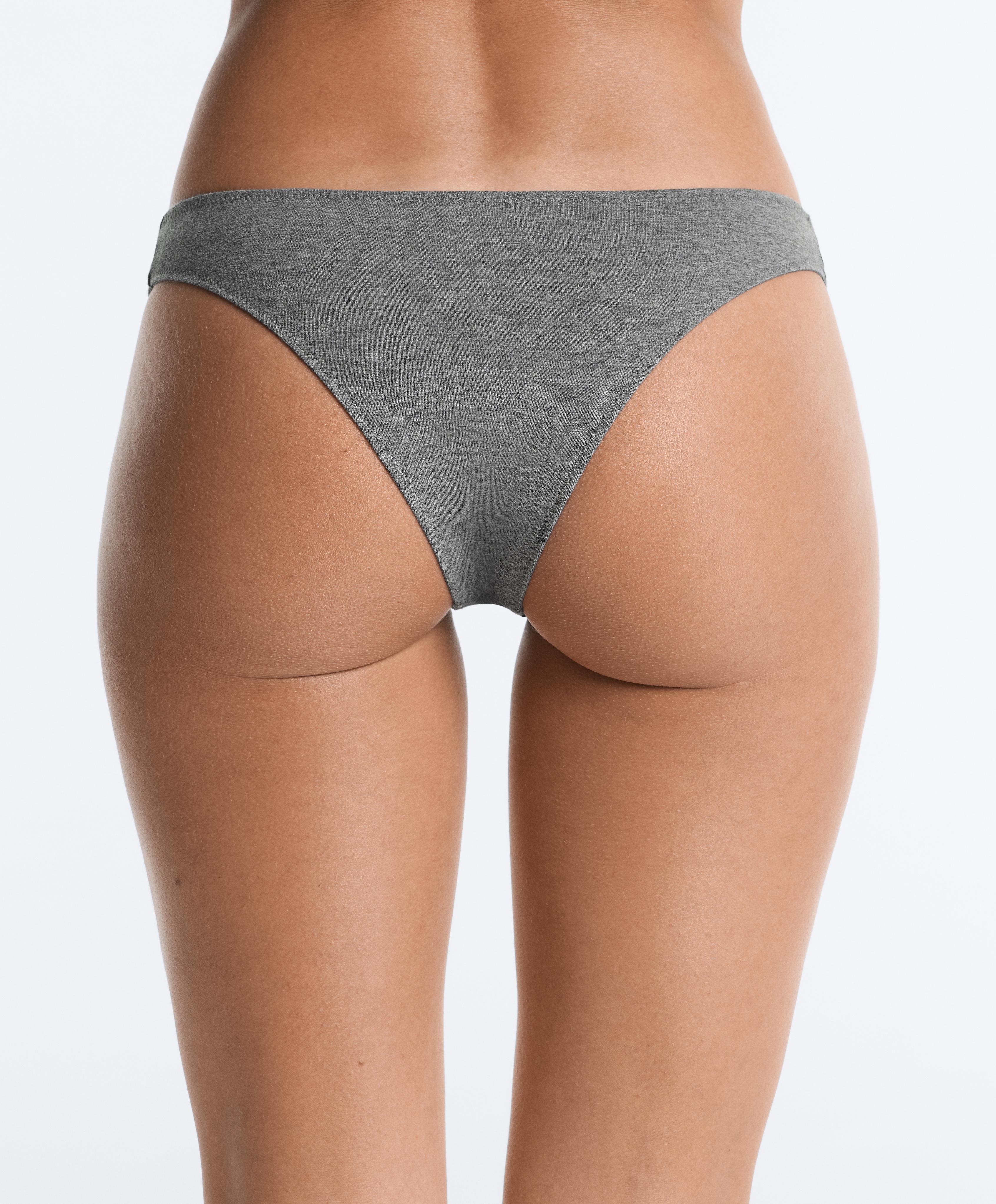 5 rib cotton blend Brazilian briefs — GREY MELANGE