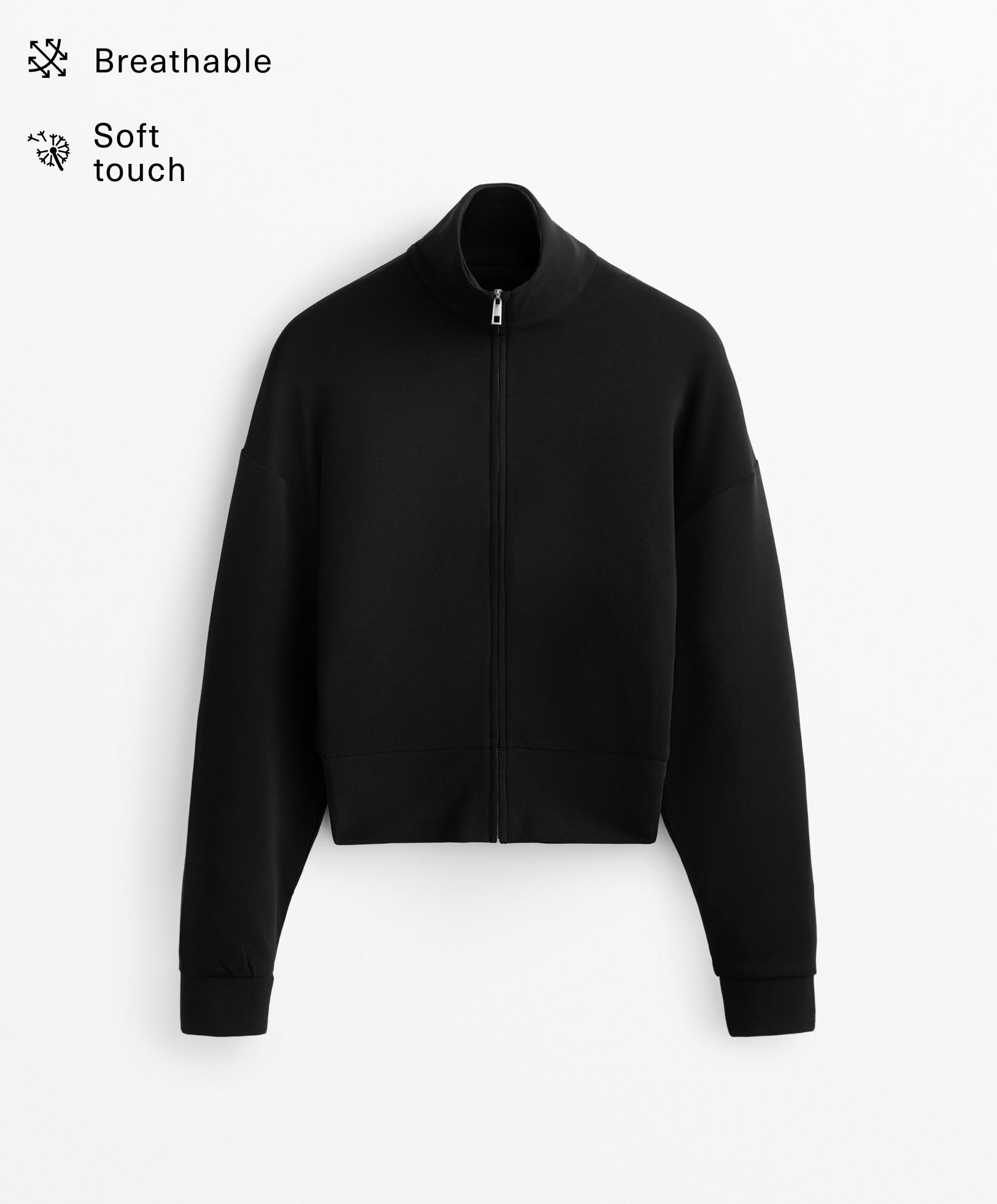 Soft-touch modal high collar jacket
