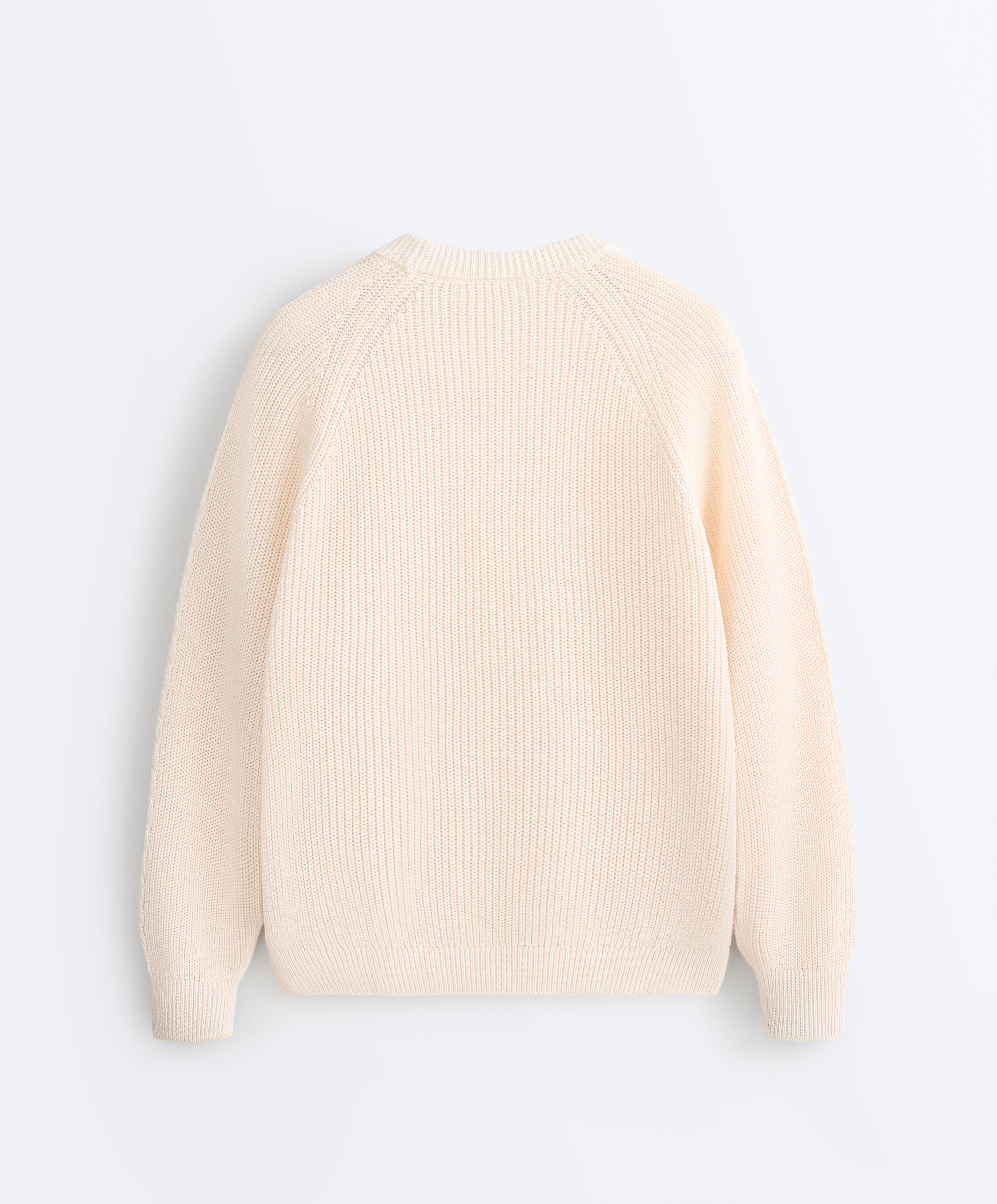 100% cotton cable knit jumper — ECRU
