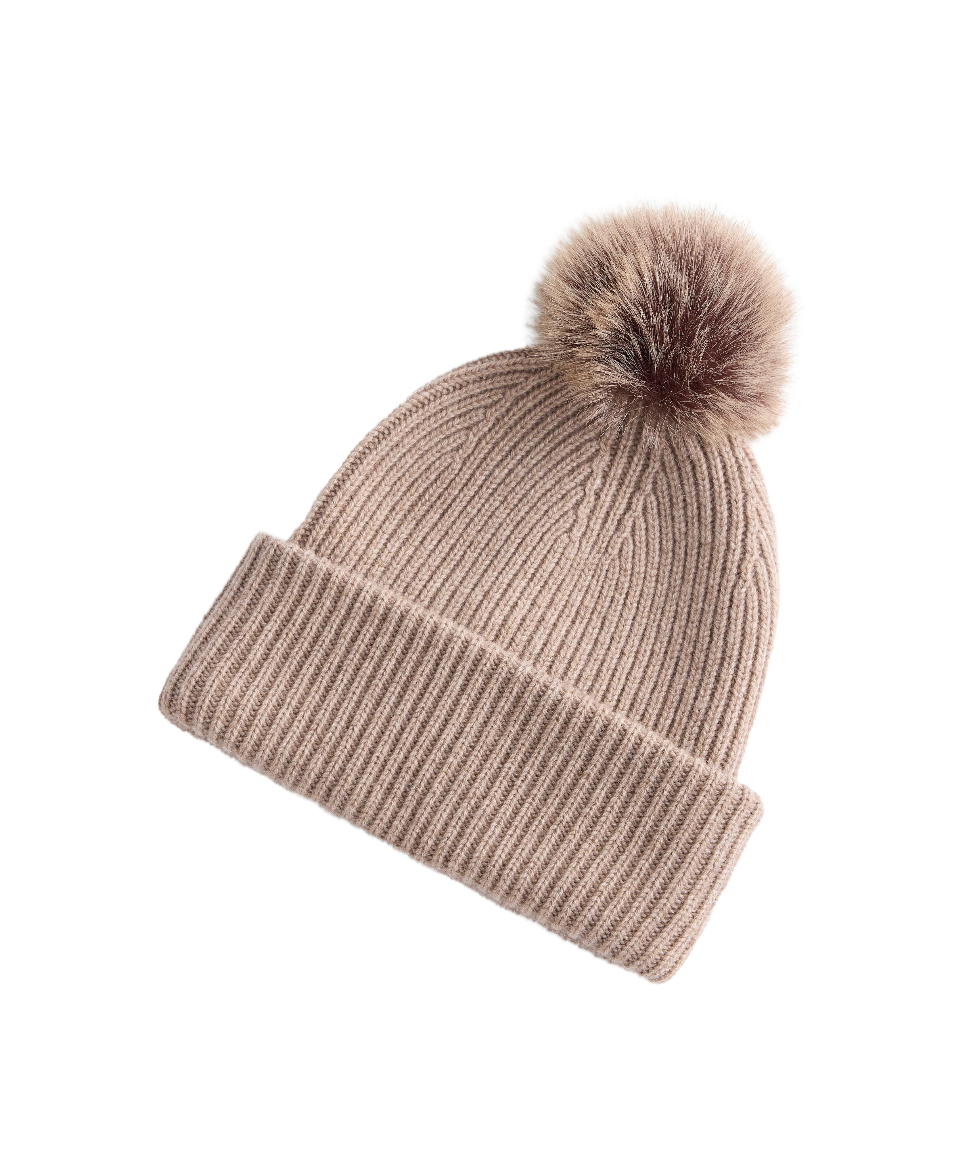 Wool blend knit pompom hat — SOFT MINK