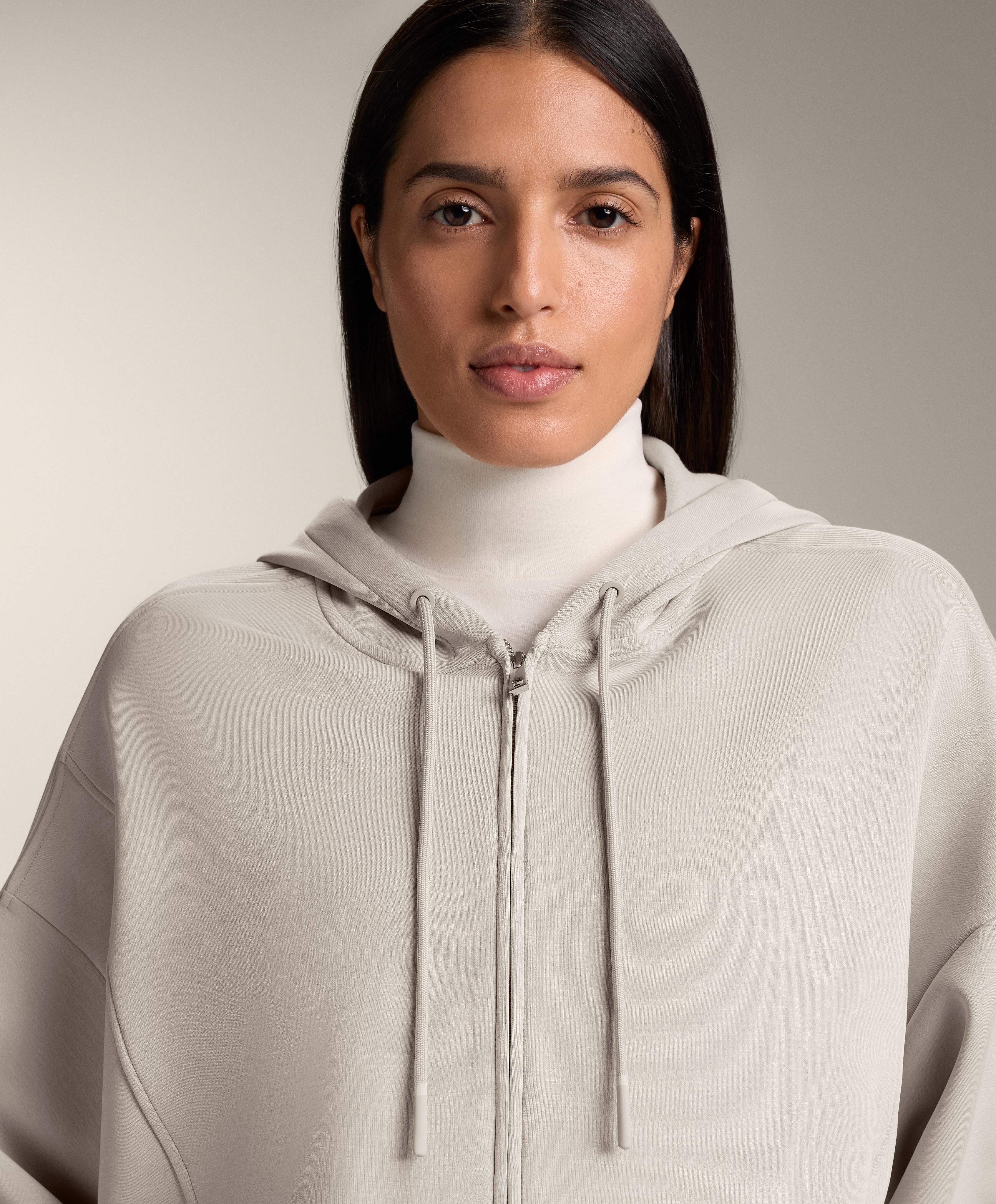 Kapuzenjacke mit Rib-Details aus Brushed Modal Kapuzenjacke mit Rib-Details aus Brushed Modal