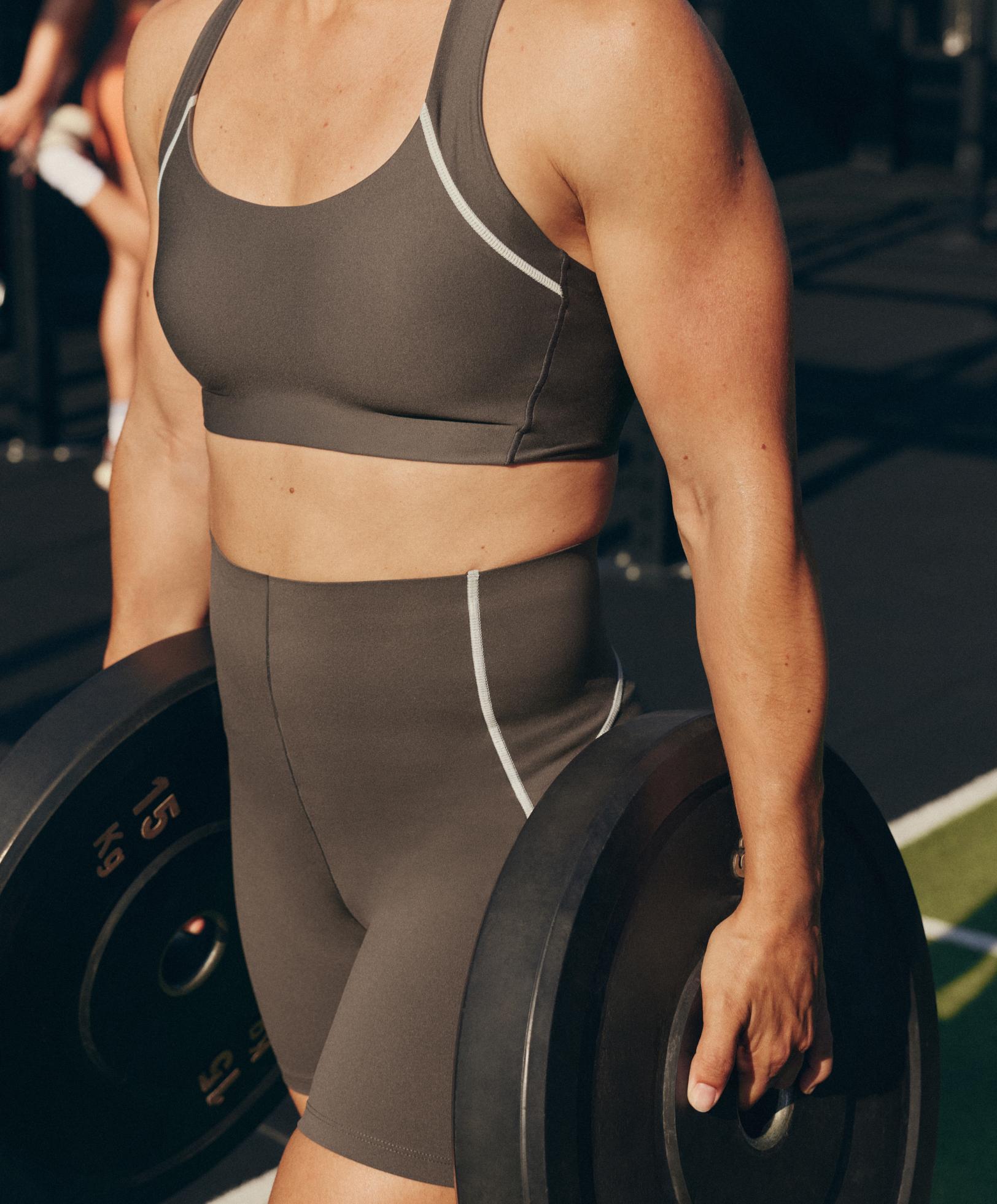 Perfect-adapt medium-support reflective sports bra — CHARCOAL GREY