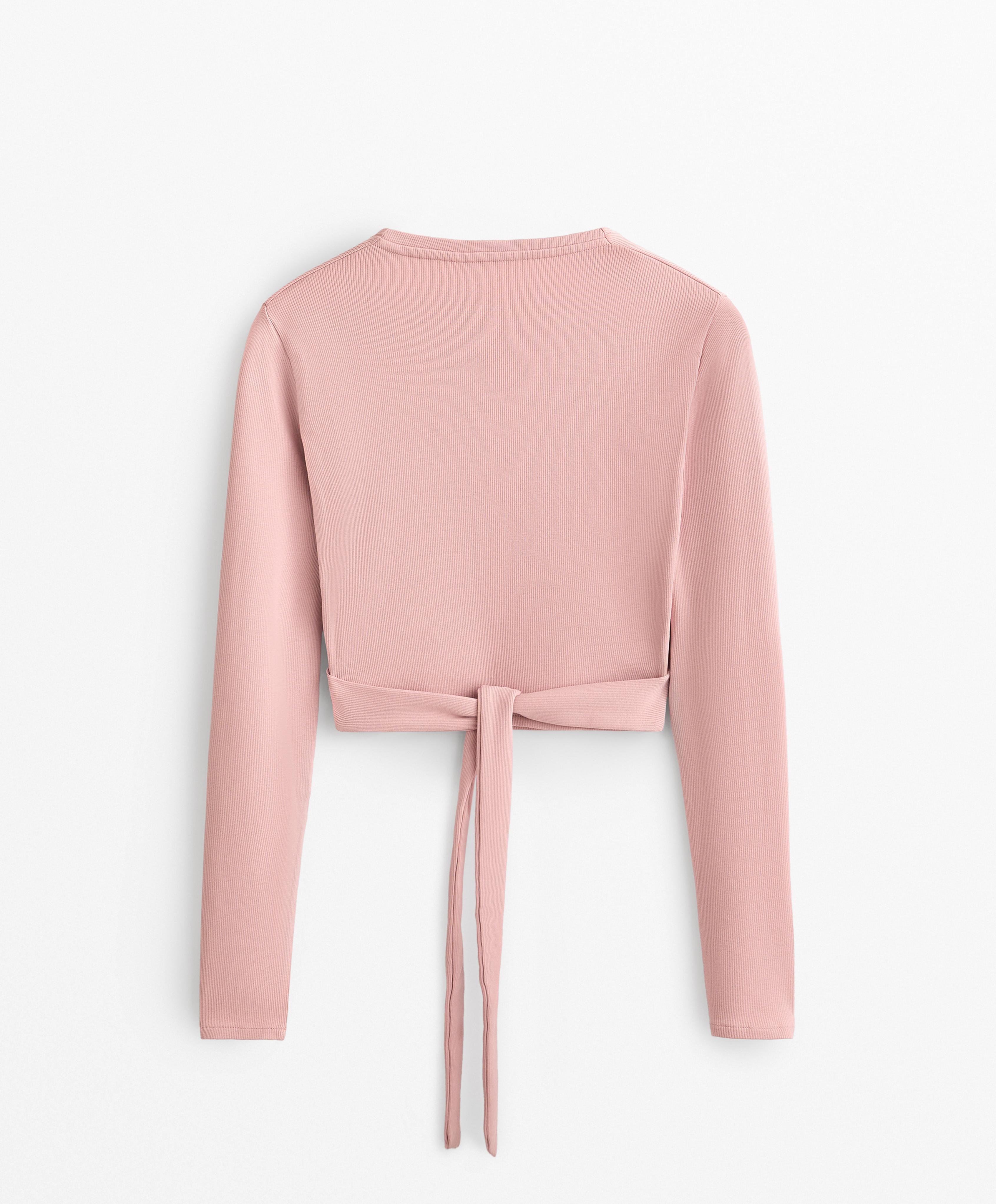 T-shirt croisé en coton mélangé côtelé - Soldes T-shirt croisé en coton mélangé côtelé - Soldes