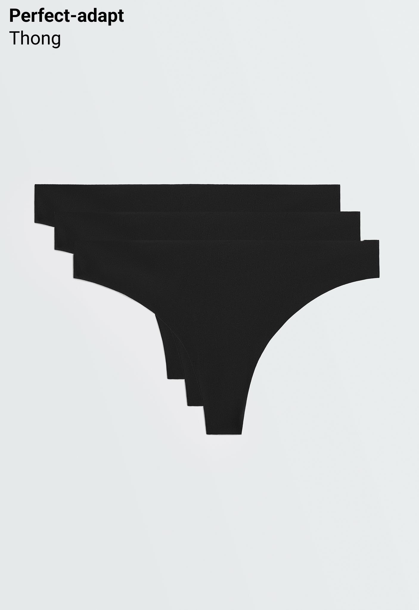 3 polyamide blend invisible thongs — BLACK