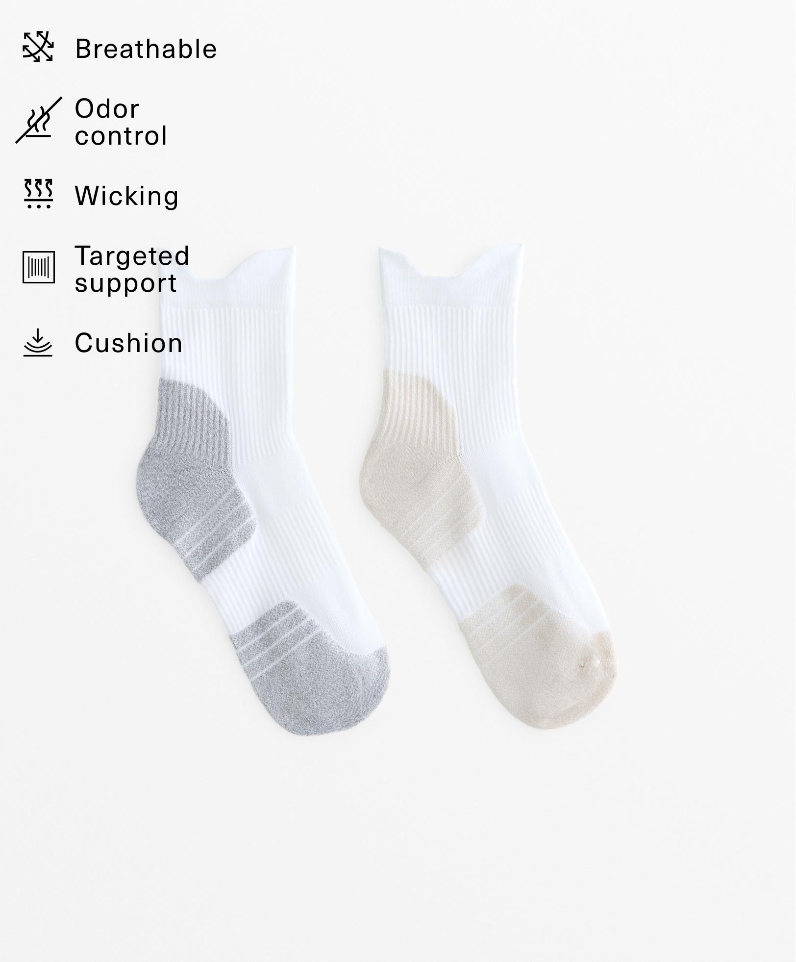 2 pairs of polyamide blend quarter running socks