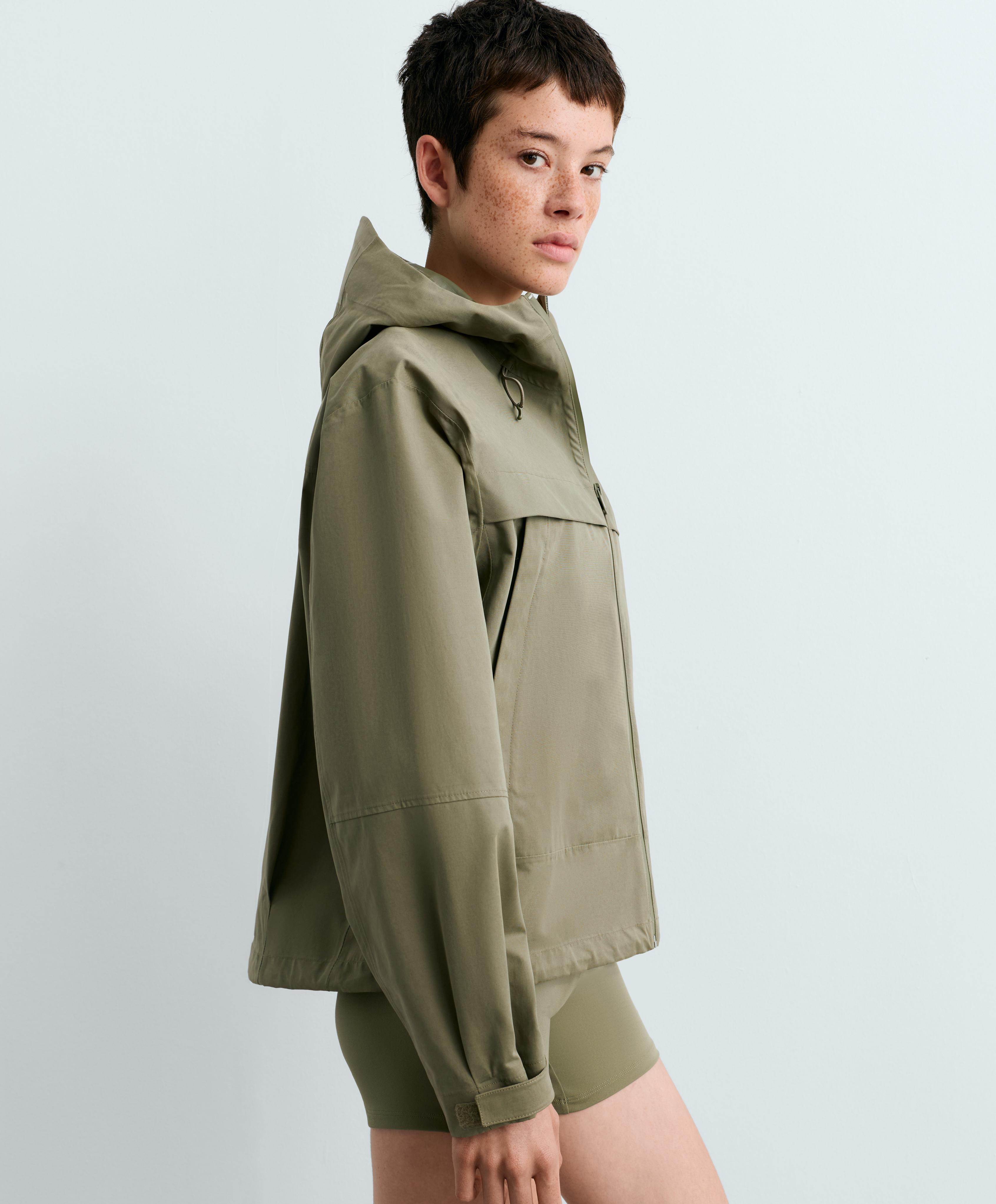 Short 10k waterproof canvas technical jacket — DARK KHAKI