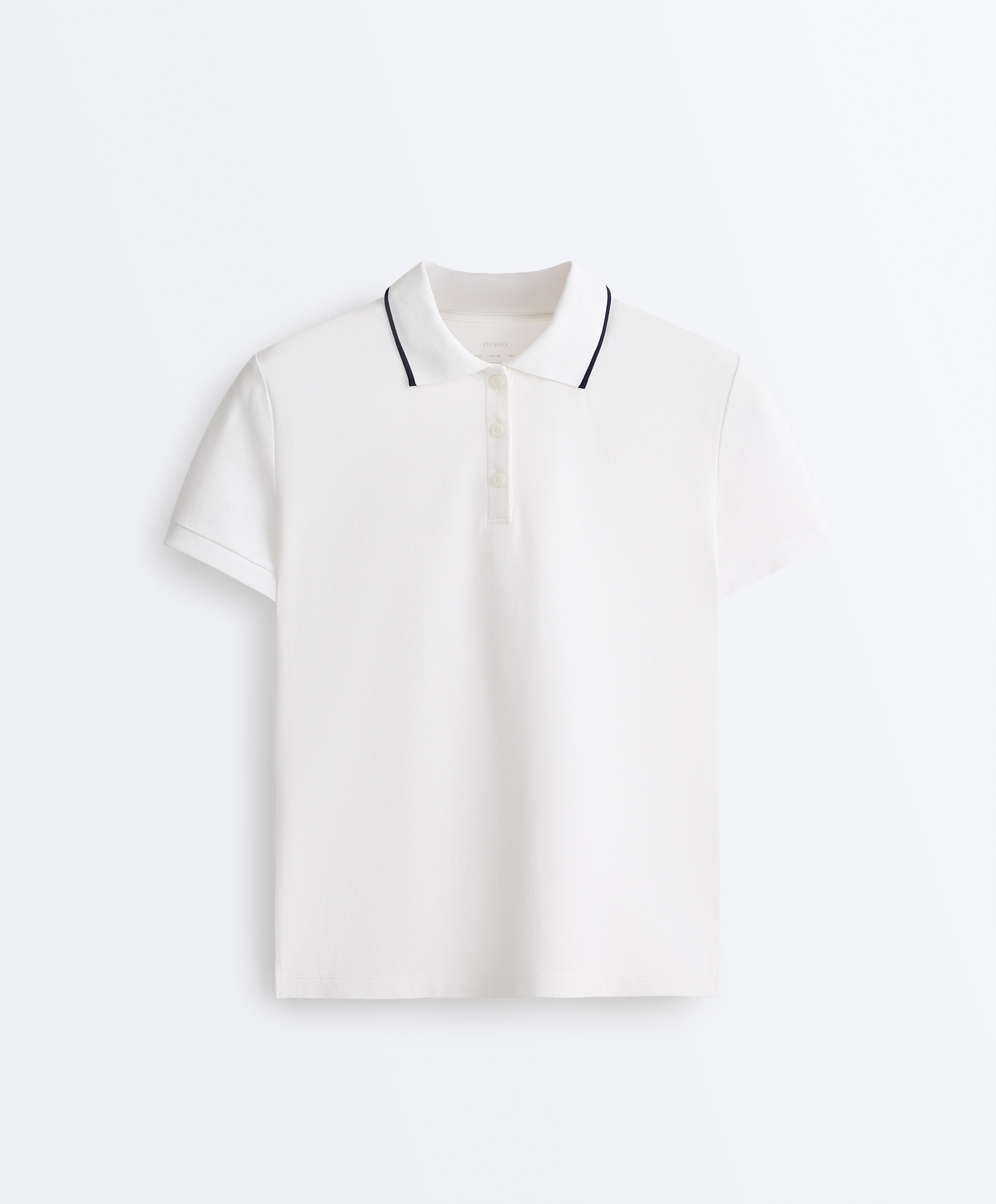Contrast Piqué Cotton Short-Sleeved Polo Shirt — WHITE