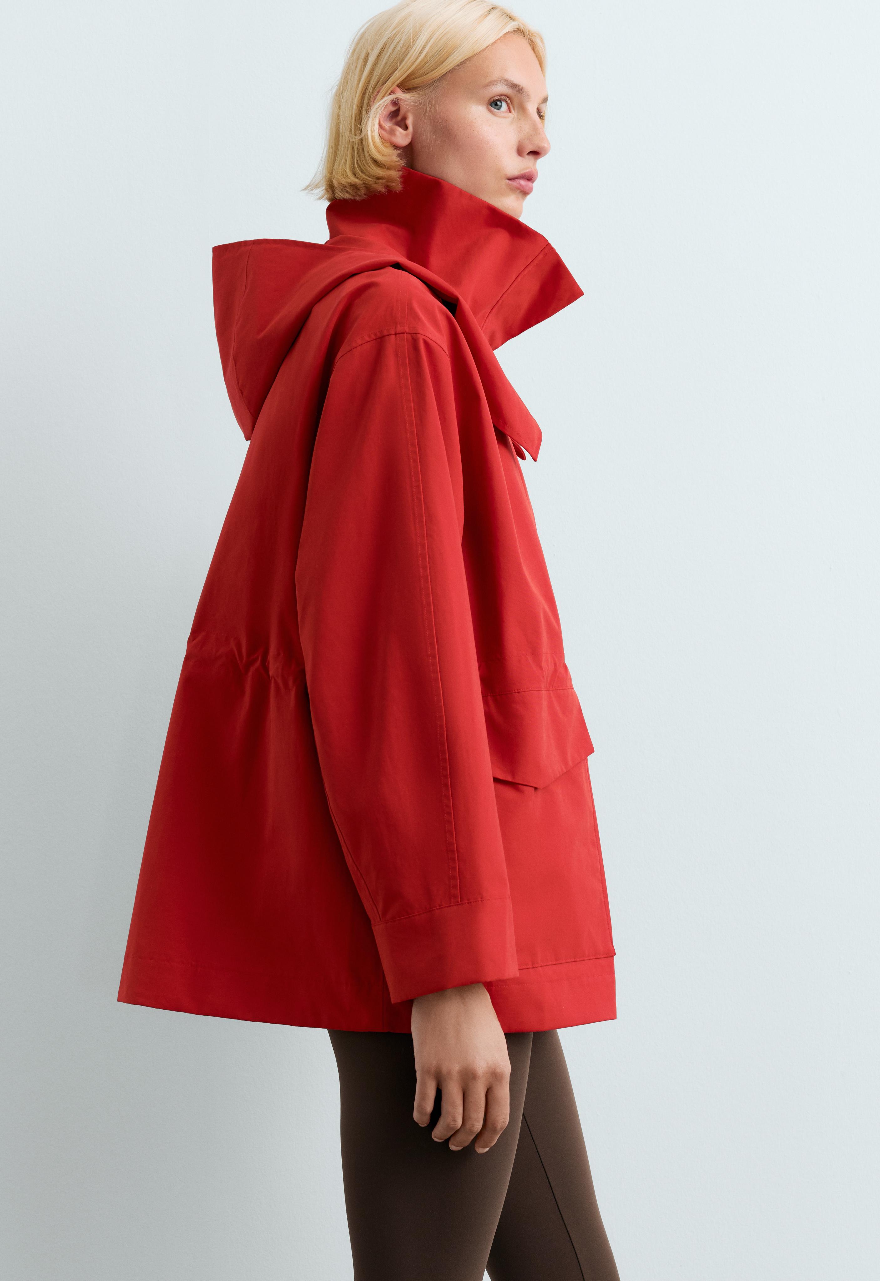 A-line 10k waterproof cotton jacket — GERANIUM RED