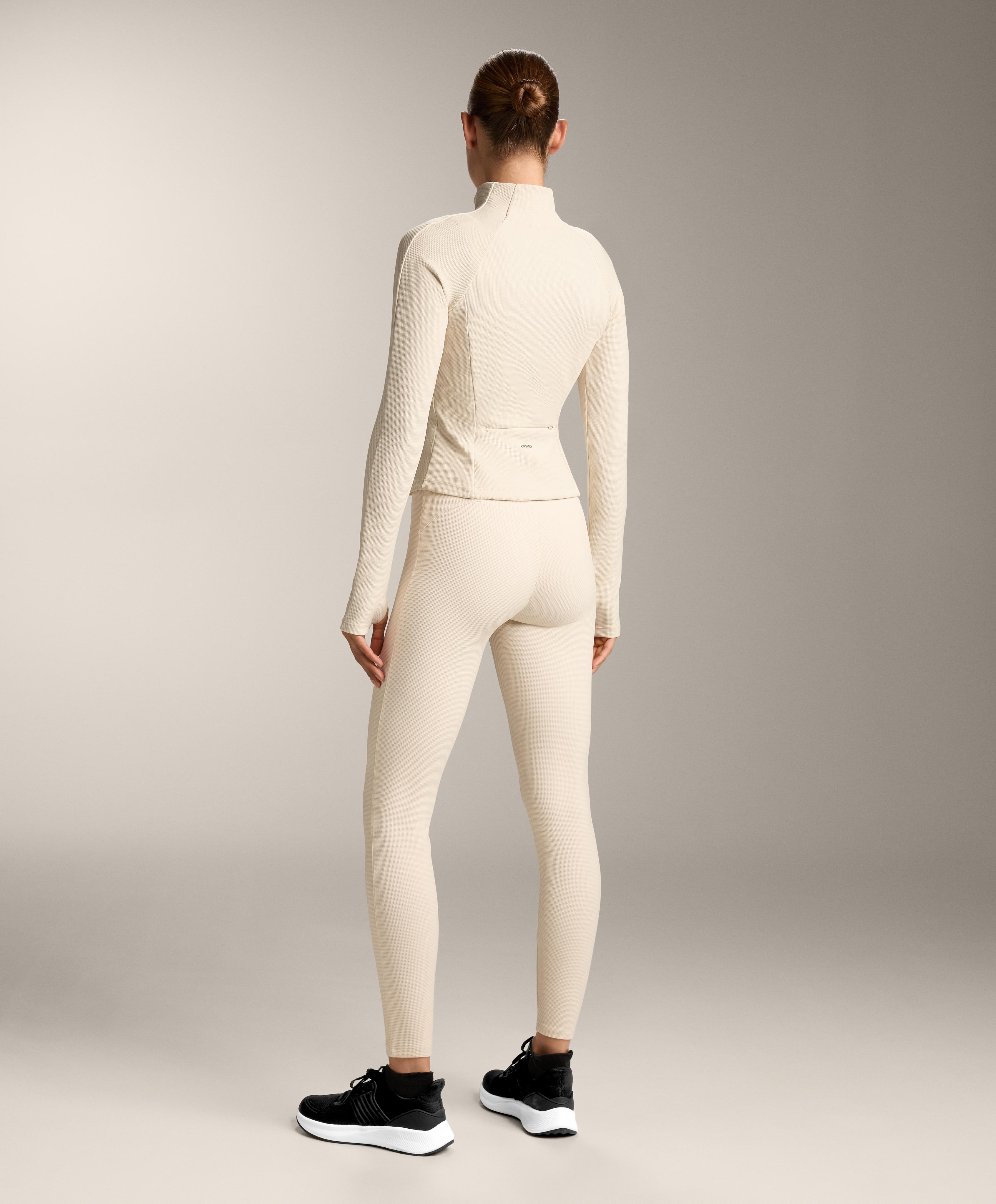 Total look running light warm Waffle ecru with high-rise leggings - Sale