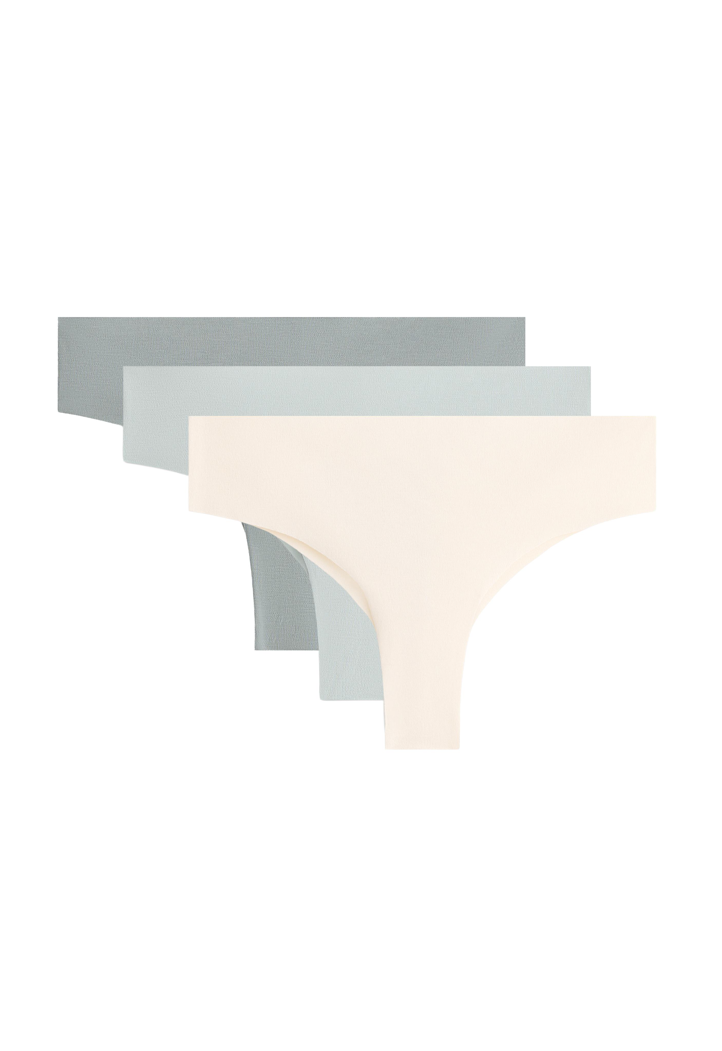 3 invisible cotton blend Brazilian briefs — BLUE GREEN