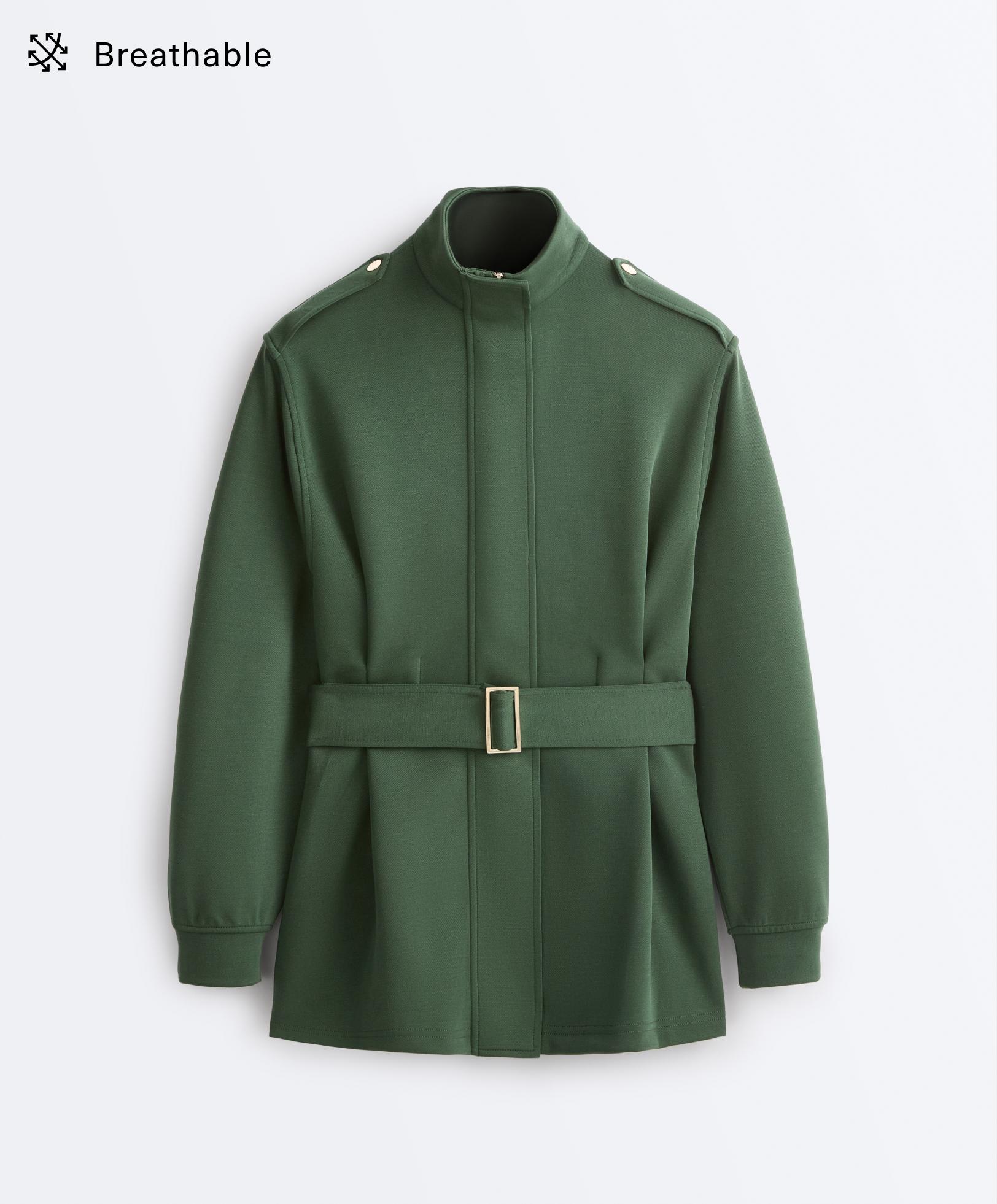 Long utility jacket with cotton and modal twill belt Long utility jacket with cotton and modal twill belt