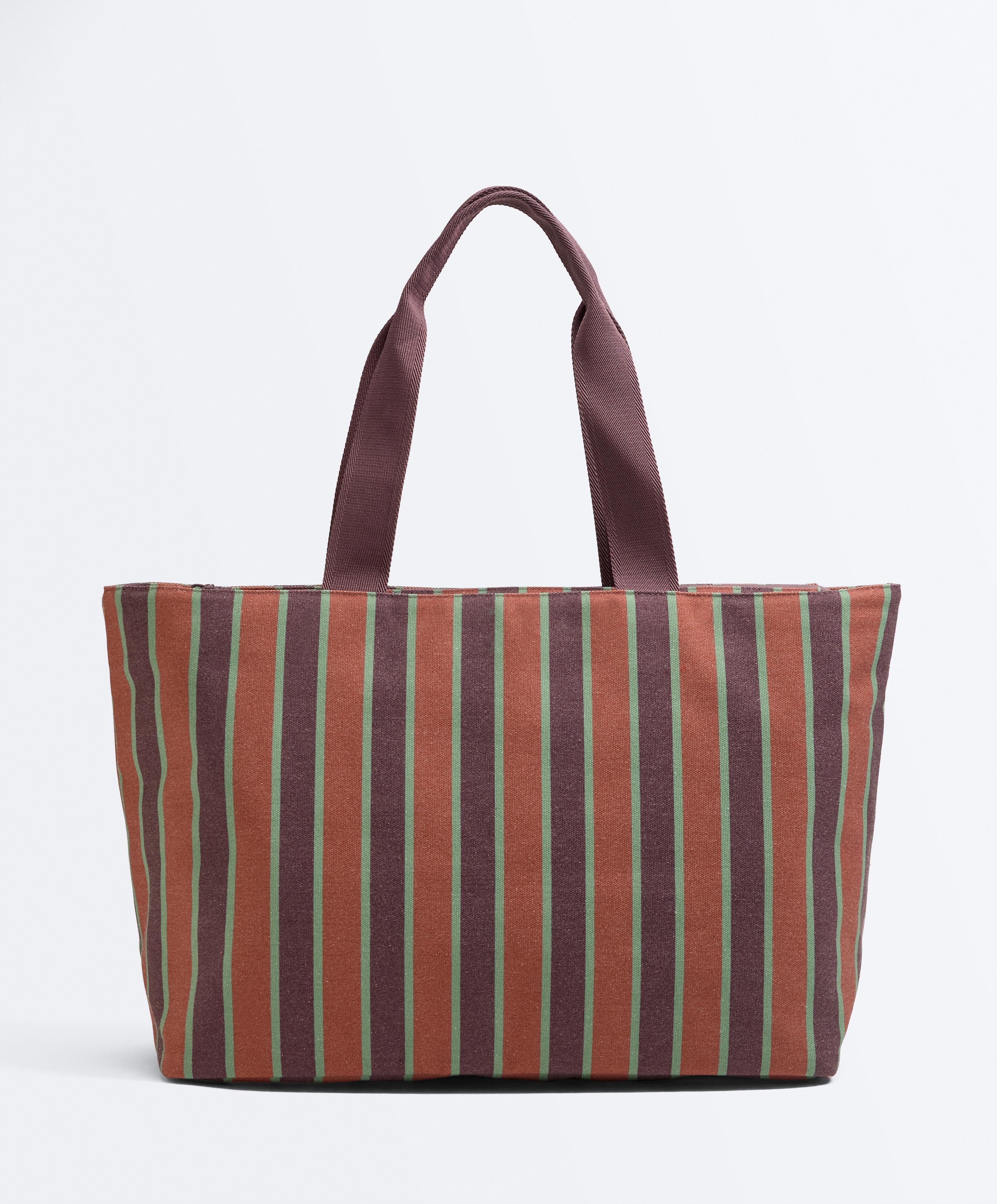Striped canvas tote bag — COMBINED