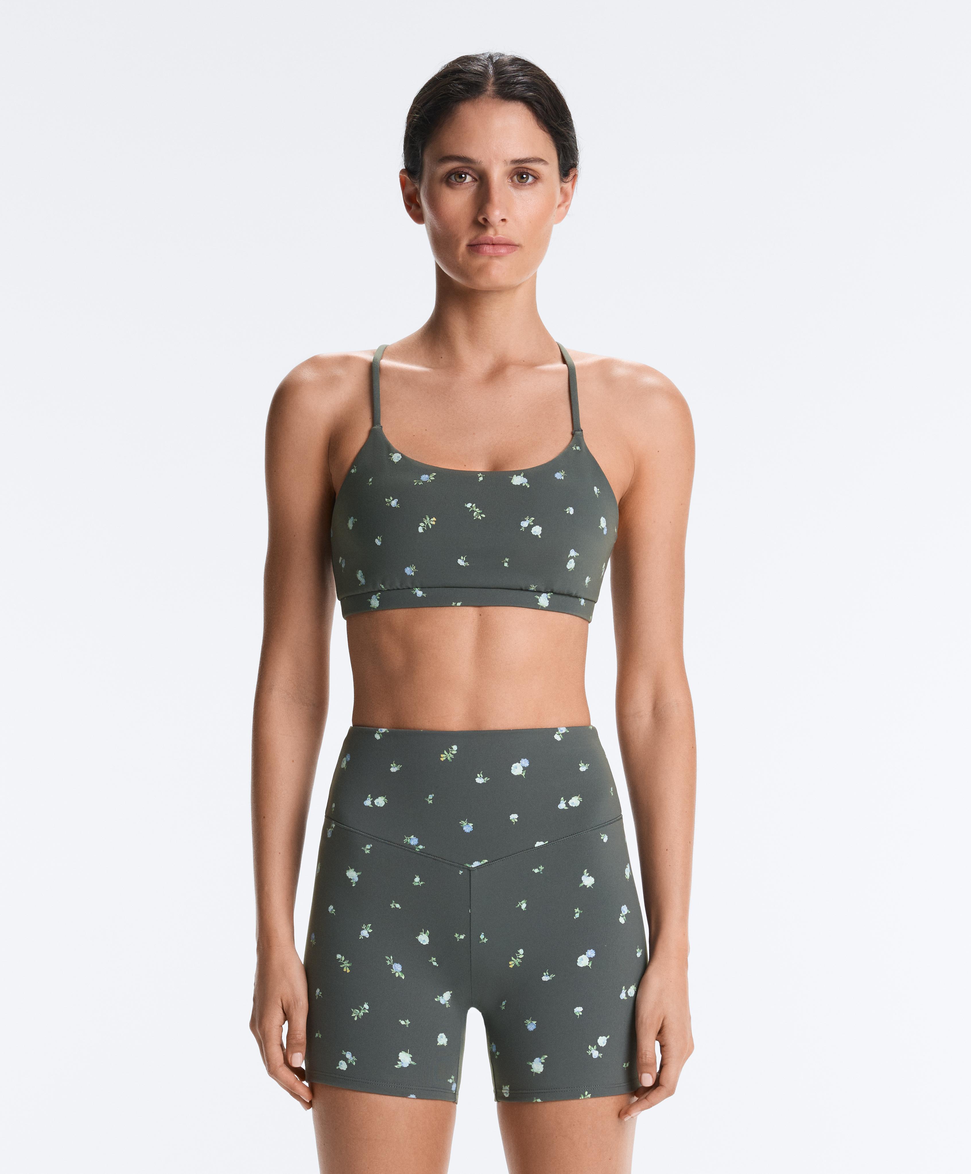 Evermove low-support floral sports bra — STEEL GREY