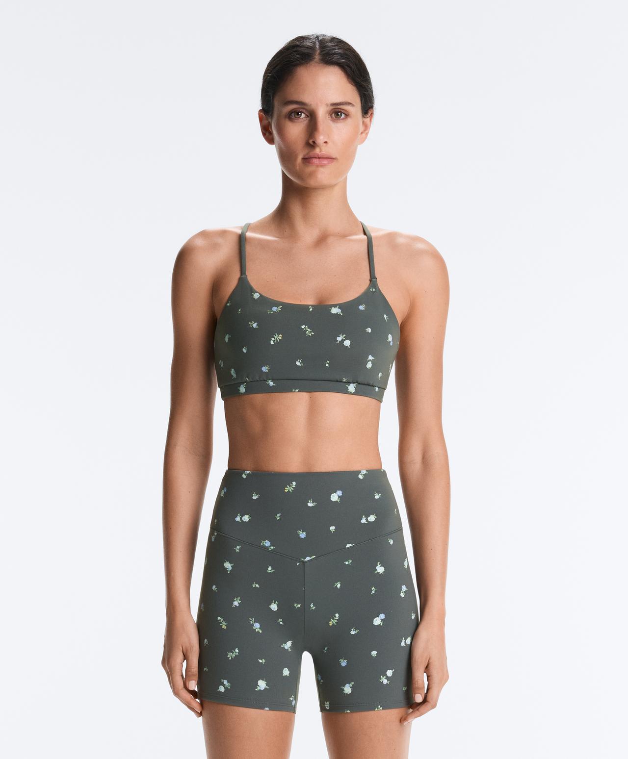 Evermove low-support floral sports bra — STEEL GREY