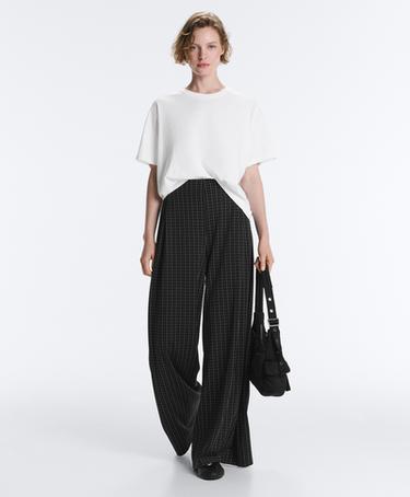 Wide-leg check trousers — BLACK 7