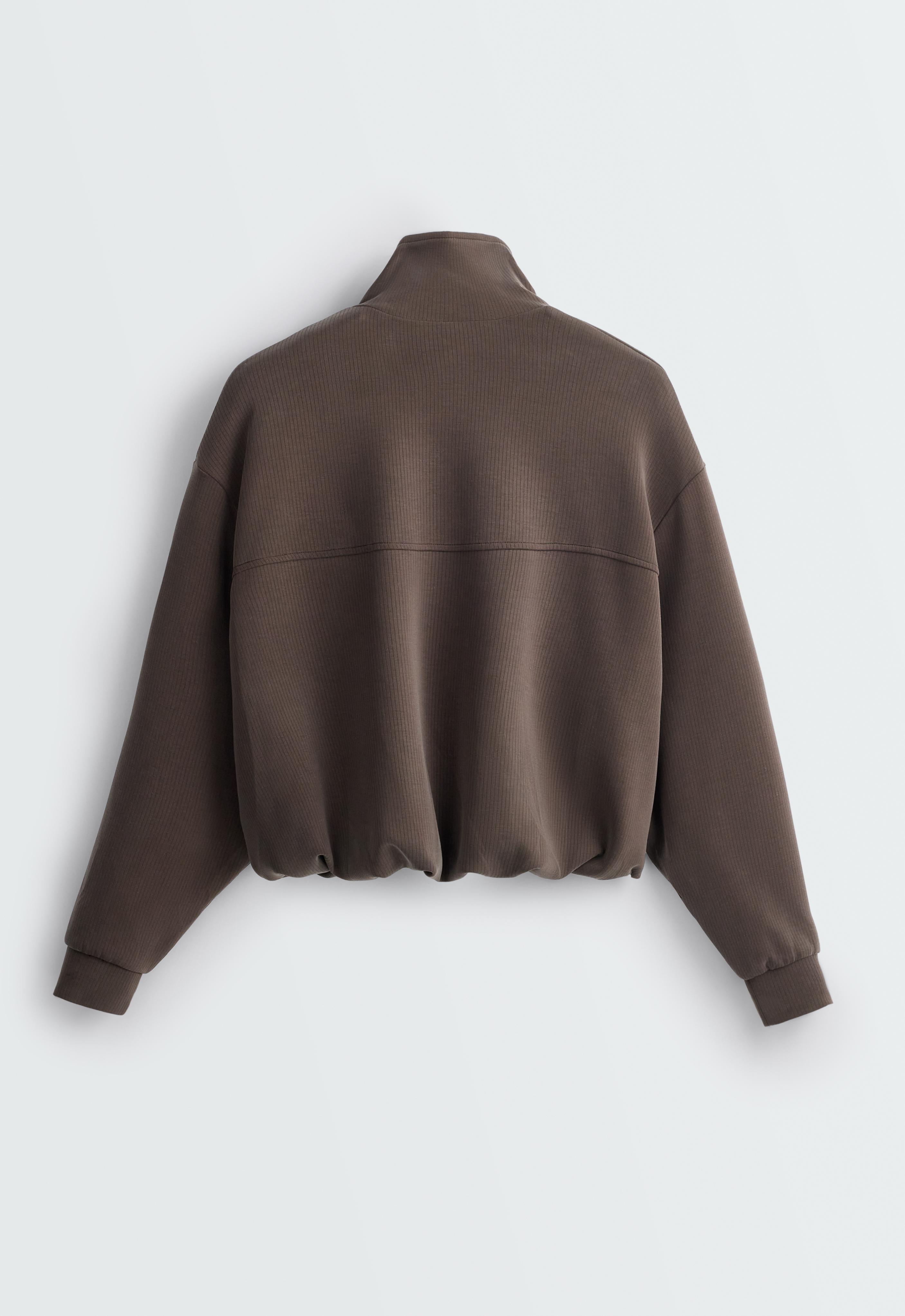 Striped jacket with modal — BROWN