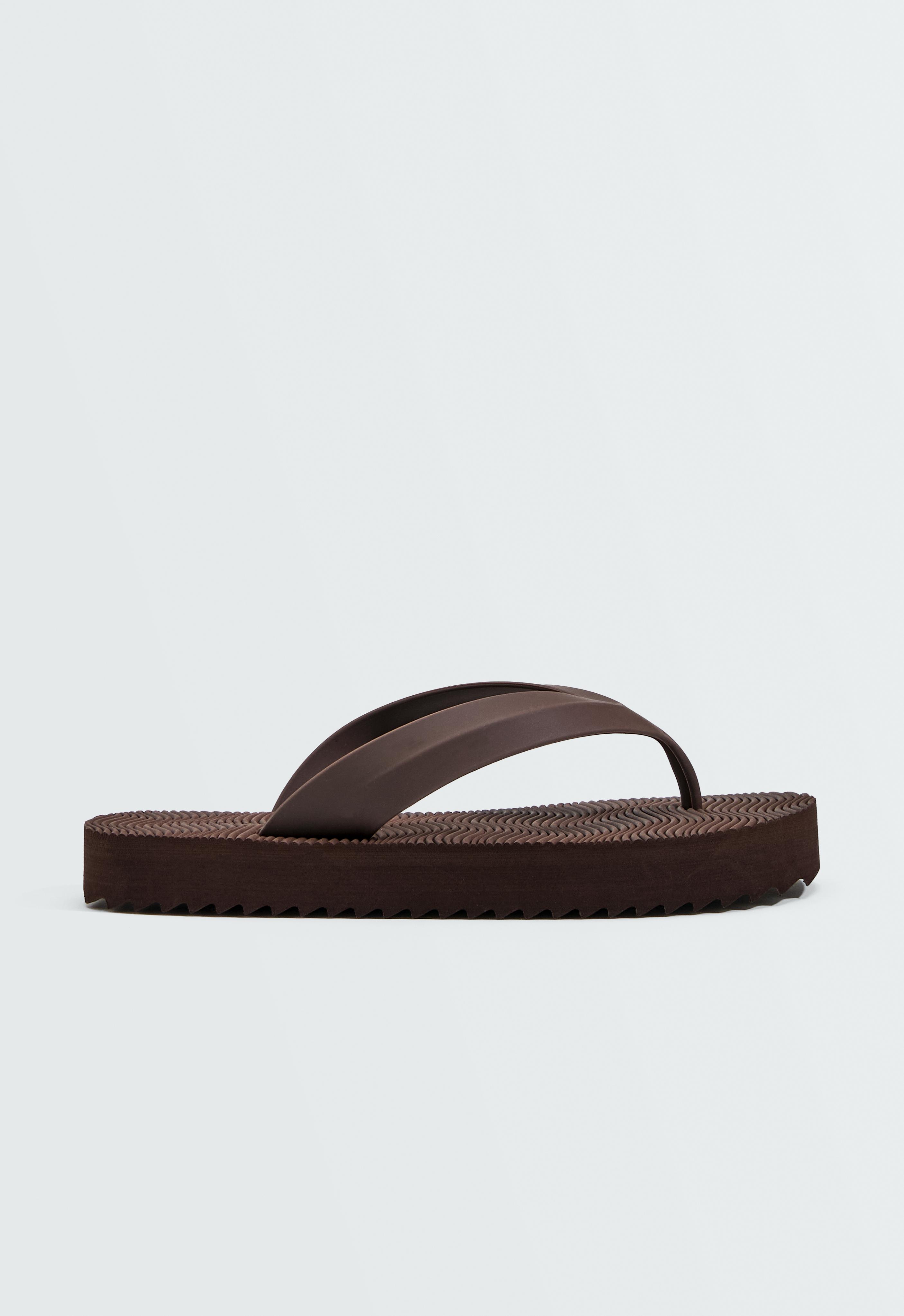 Textured platform beach sandals - Sale