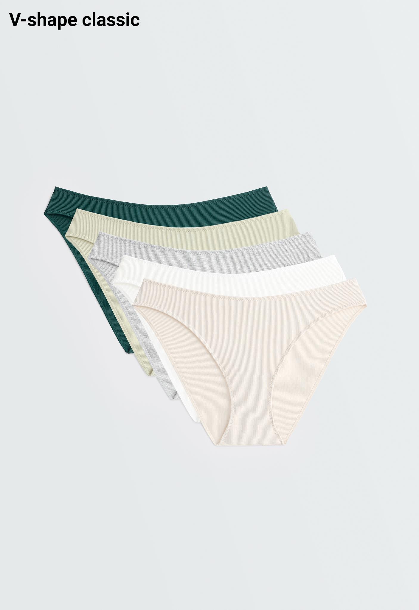 5 cotton rib U-cut classic briefs — MID KHAKI