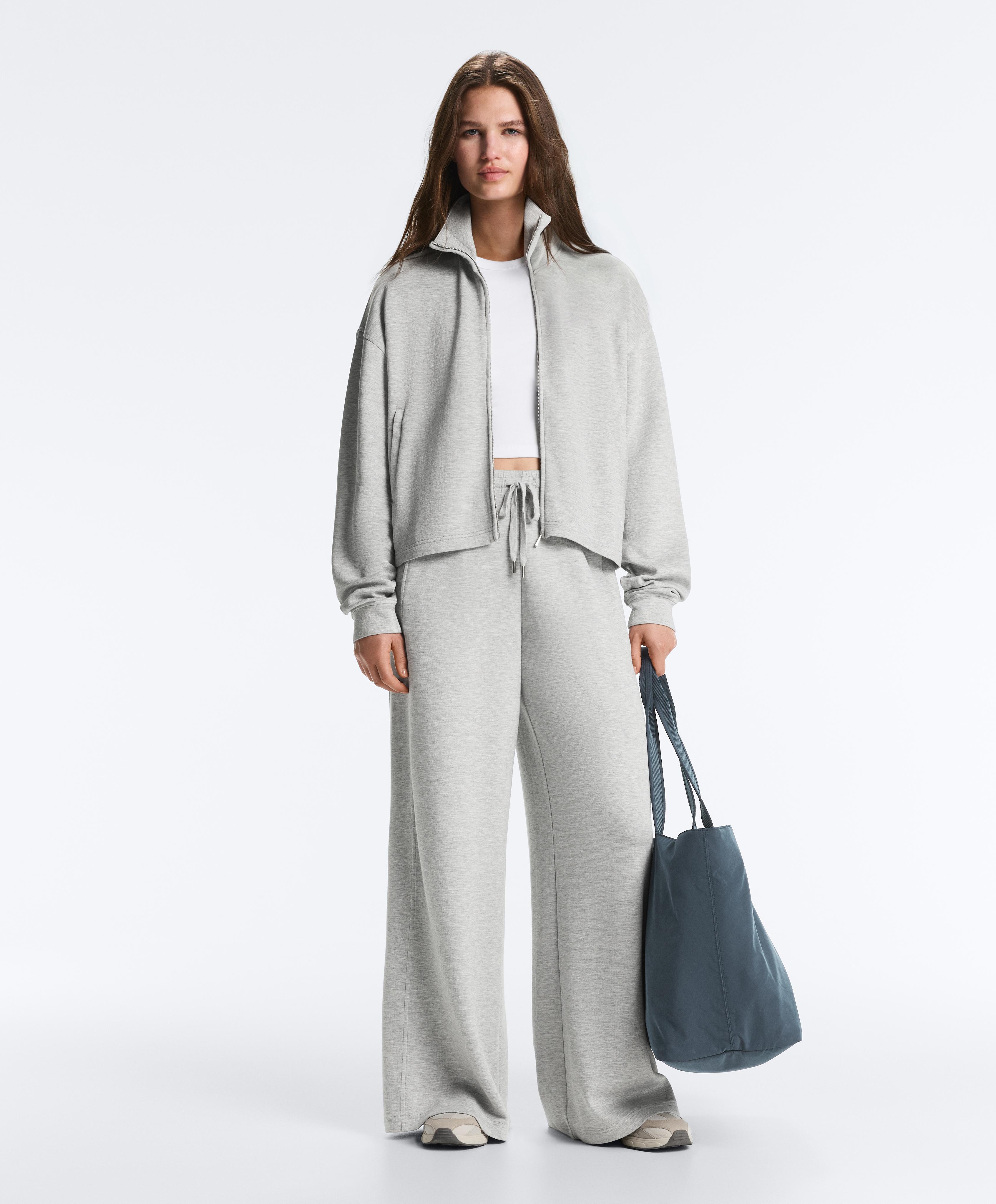 Total look прав панталон пике меланж сив вигоре