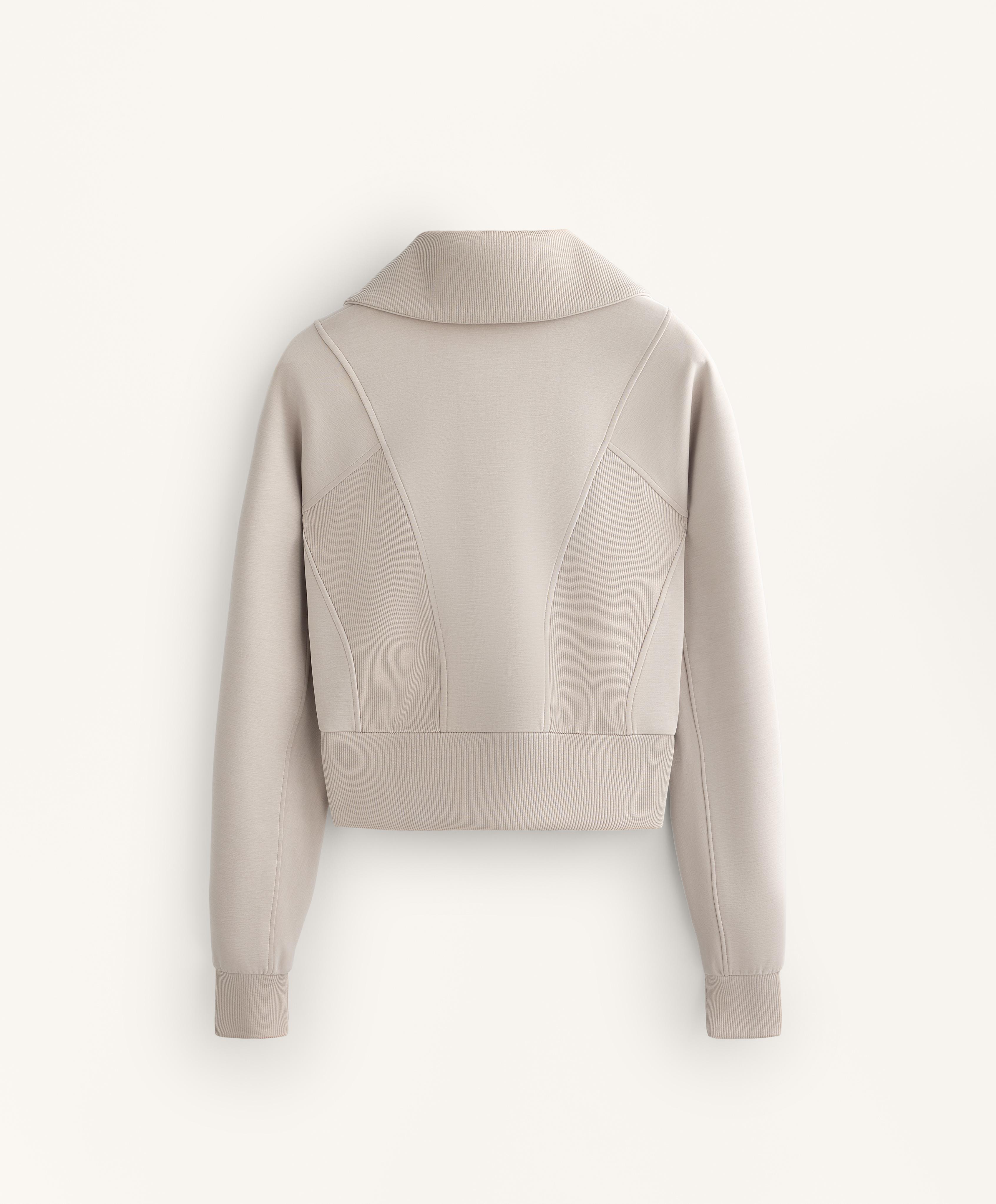 High-neck jacket with rib details and brushed modal | OYSHO United